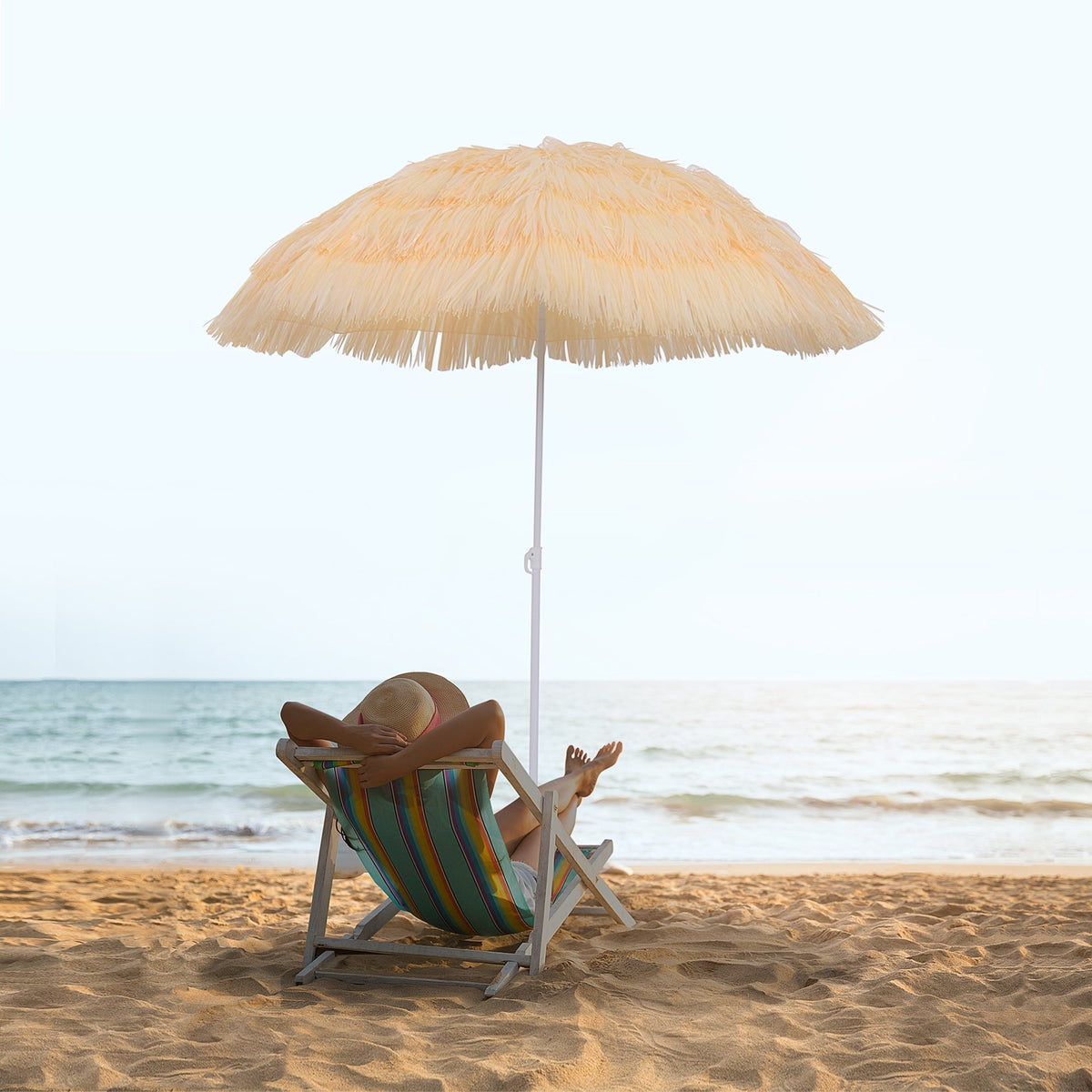 EasyComfort 8-spaaks parasol met kantelbare paal 1.6x2 m, beige