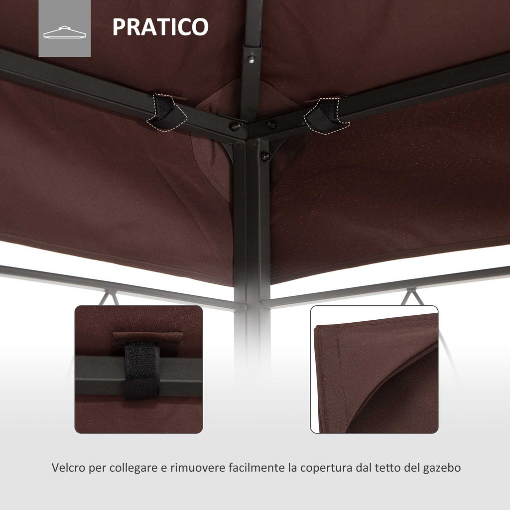 EASYCOMFORT Garden Gazebo Cover Waterproof Anti-UV Replacement Roof in Polyester 3x4m Brown