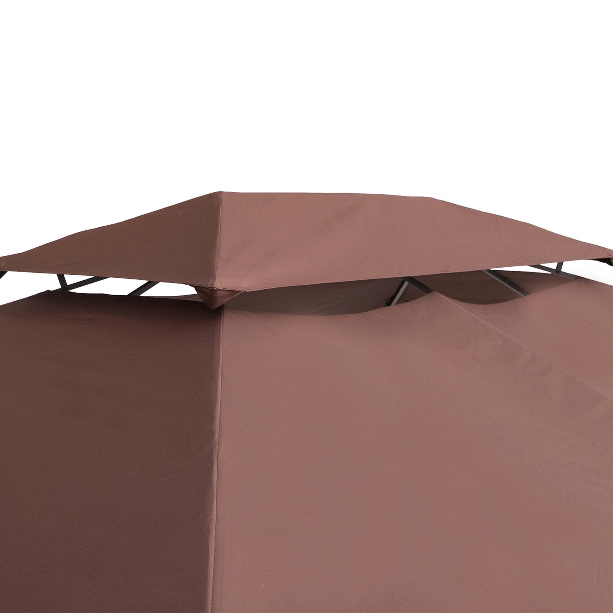 EASYCOMFORT Garden Gazebo Cover Waterproof Anti-UV Replacement Roof in Polyester 3x4m Brown