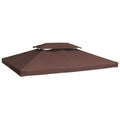 EASYCOMFORT Garden Gazebo Cover Waterproof Anti-UV Replacement Roof in Polyester 3x4m Brown