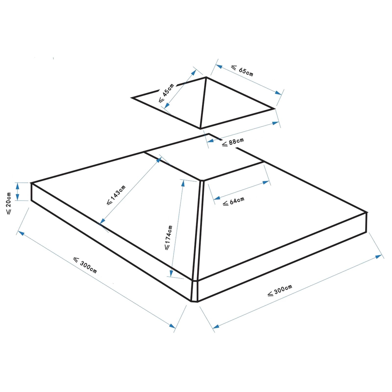 EASYCOMFORT Replacement Roof for Double Roof Garden Gazebo 3x3m