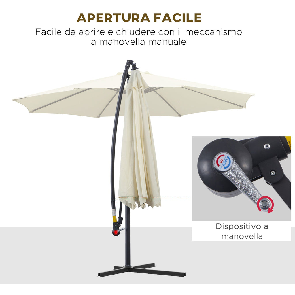 EASYCOMFORT Decentralized Garden Umbrella with Cross Base Included, in Metal and Polyester, 3x2.5 m, Beige