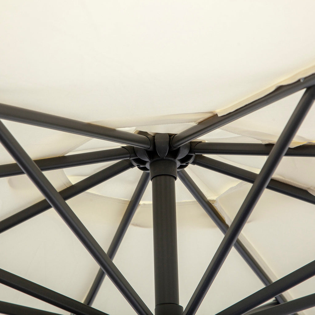 EASYCOMFORT Decentralized Garden Umbrella with Cross Base Included, in Metal and Polyester, 3x2.5 m, Beige