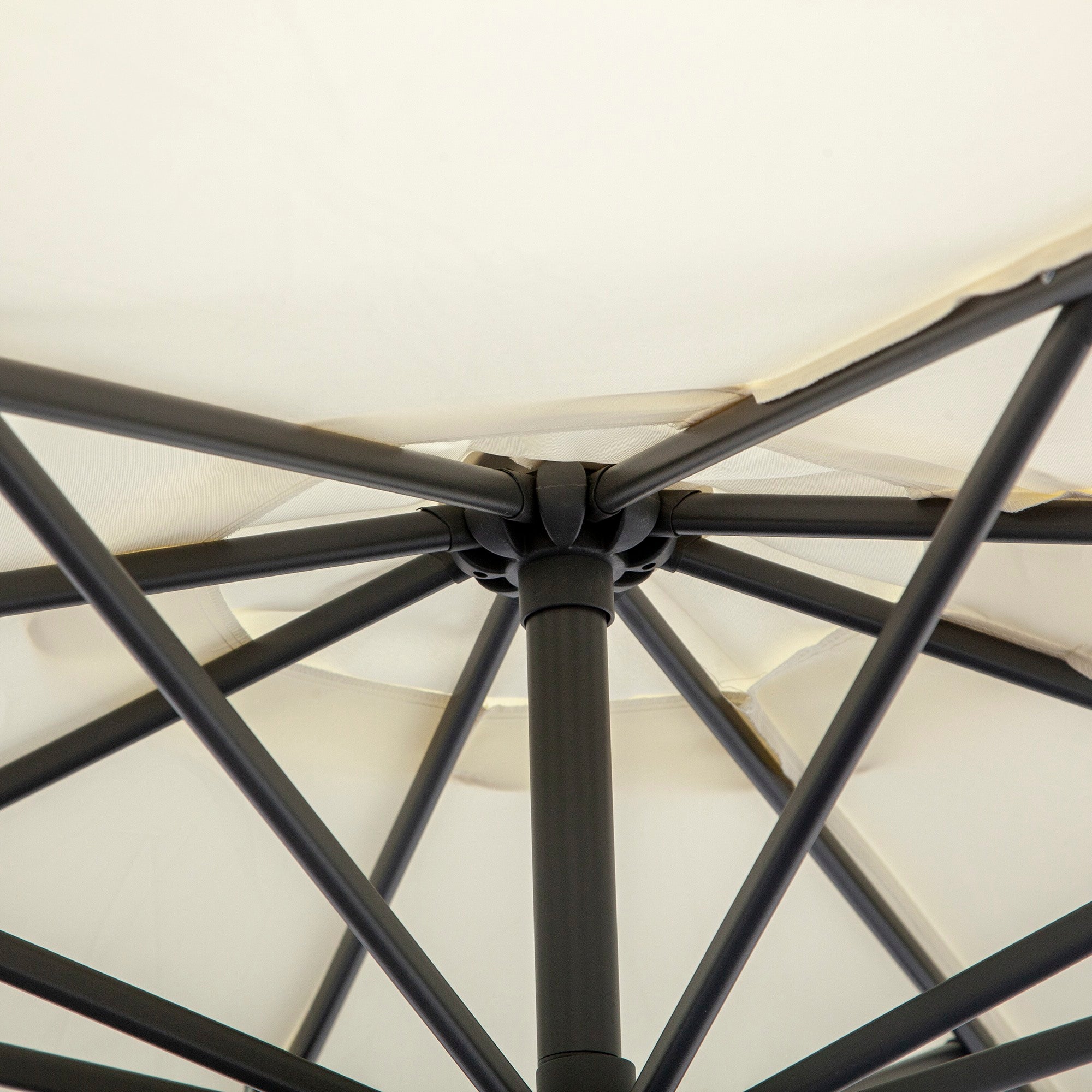 EASYCOMFORT Decentralized Garden Umbrella with Cross Base Included, in Metal and Polyester, 3x2.5 m, Beige