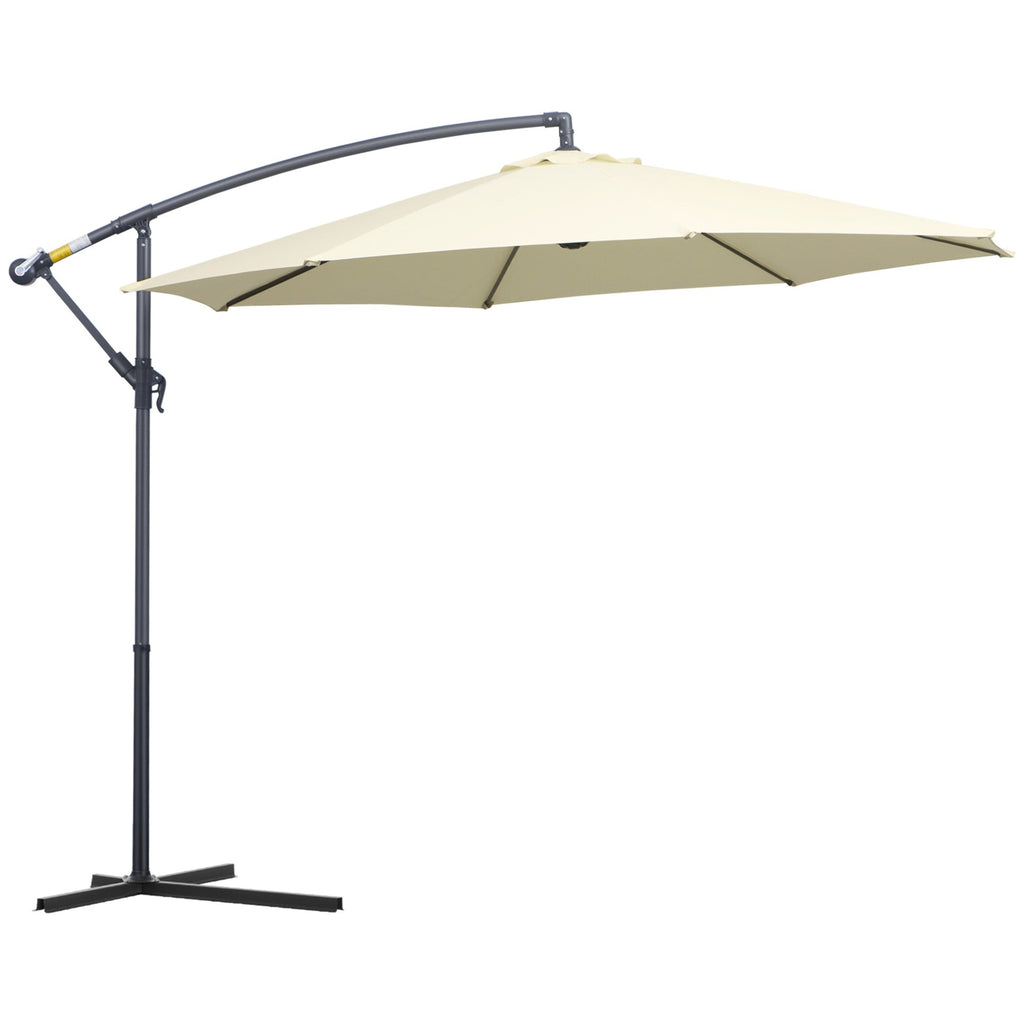EASYCOMFORT Decentralized Garden Umbrella with Cross Base Included, in Metal and Polyester, 3x2.5 m, Beige