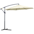 EASYCOMFORT Decentralized Garden Umbrella with Cross Base Included, in Metal and Polyester, 3x2.5 m, Beige