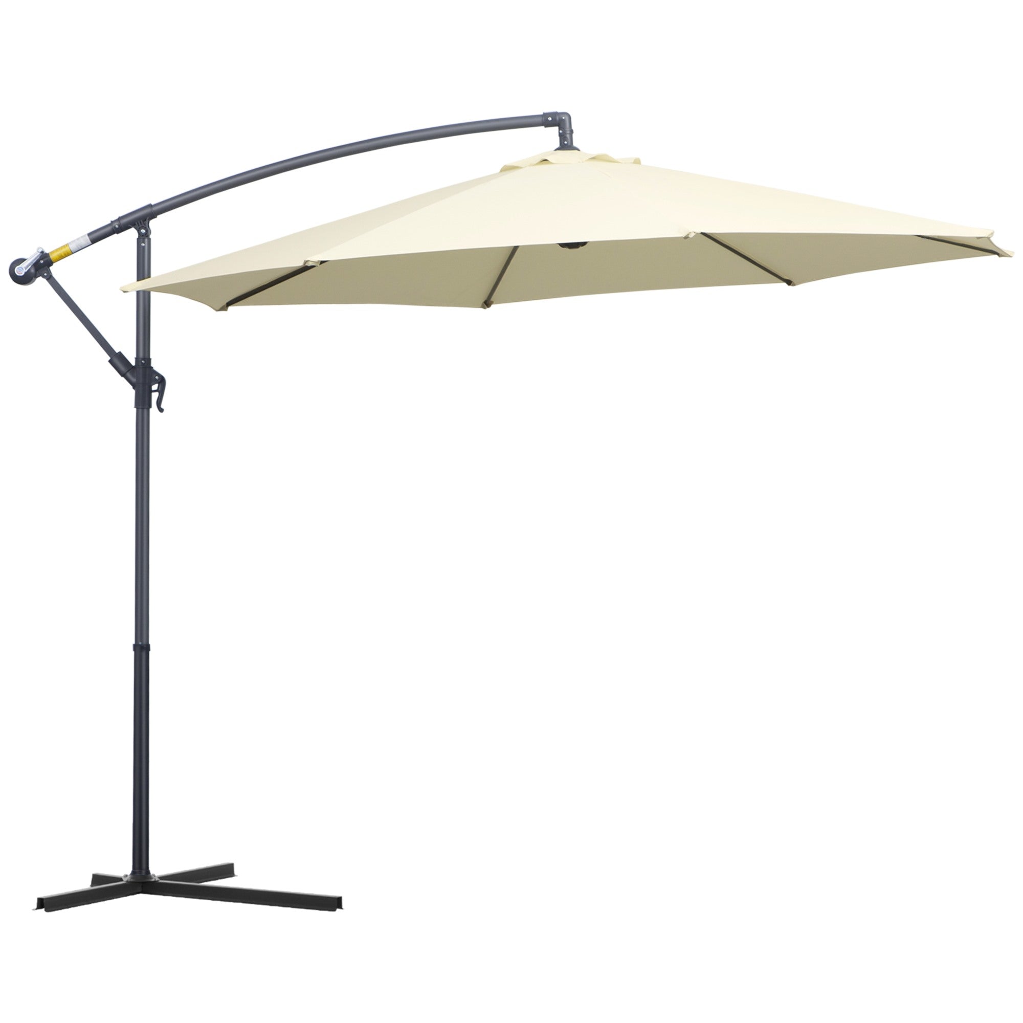 EASYCOMFORT Decentralized Garden Umbrella with Cross Base Included, in Metal and Polyester, 3x2.5 m, Beige