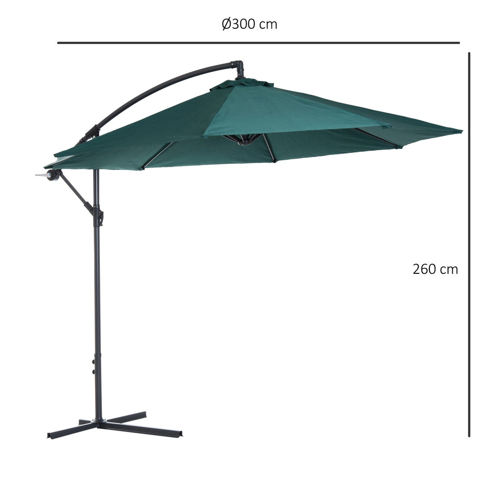 Easycomfort Ombrellone da Giardino 3x2.5 m, Inclinabile with Base a Croce e Manovella, in Acciaio e Poliestere