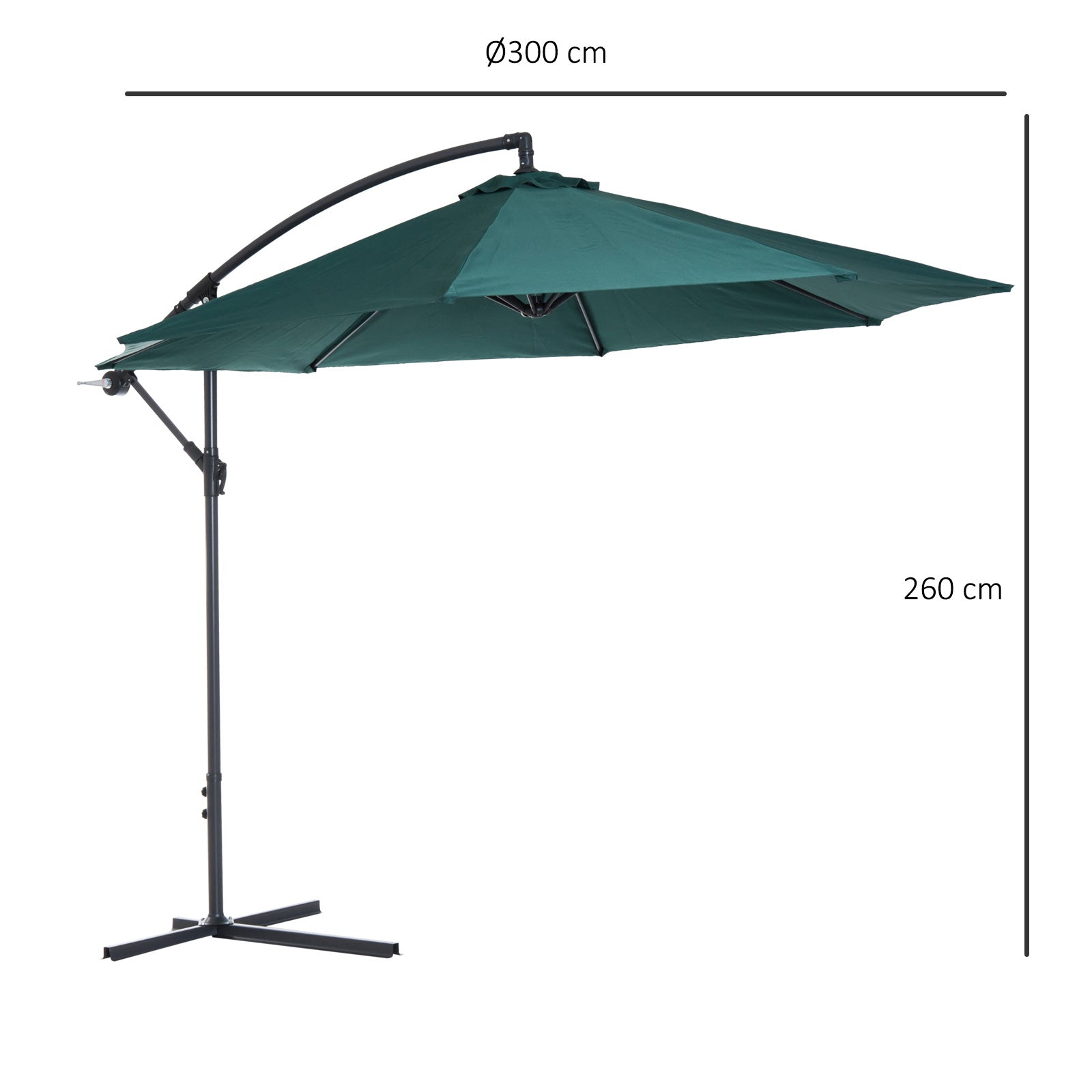 Easycomfort Ombrellone da Giardino 3x2.5 m, Inclinabile with Base a Croce e Manovella, in Acciaio e Poliestere