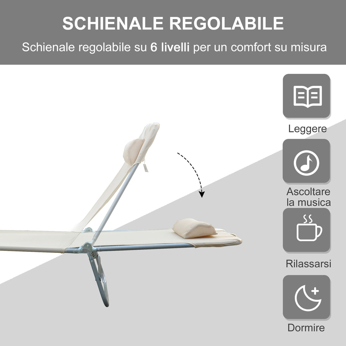 EasyComfort Opvouwbare ligstoel met kussen