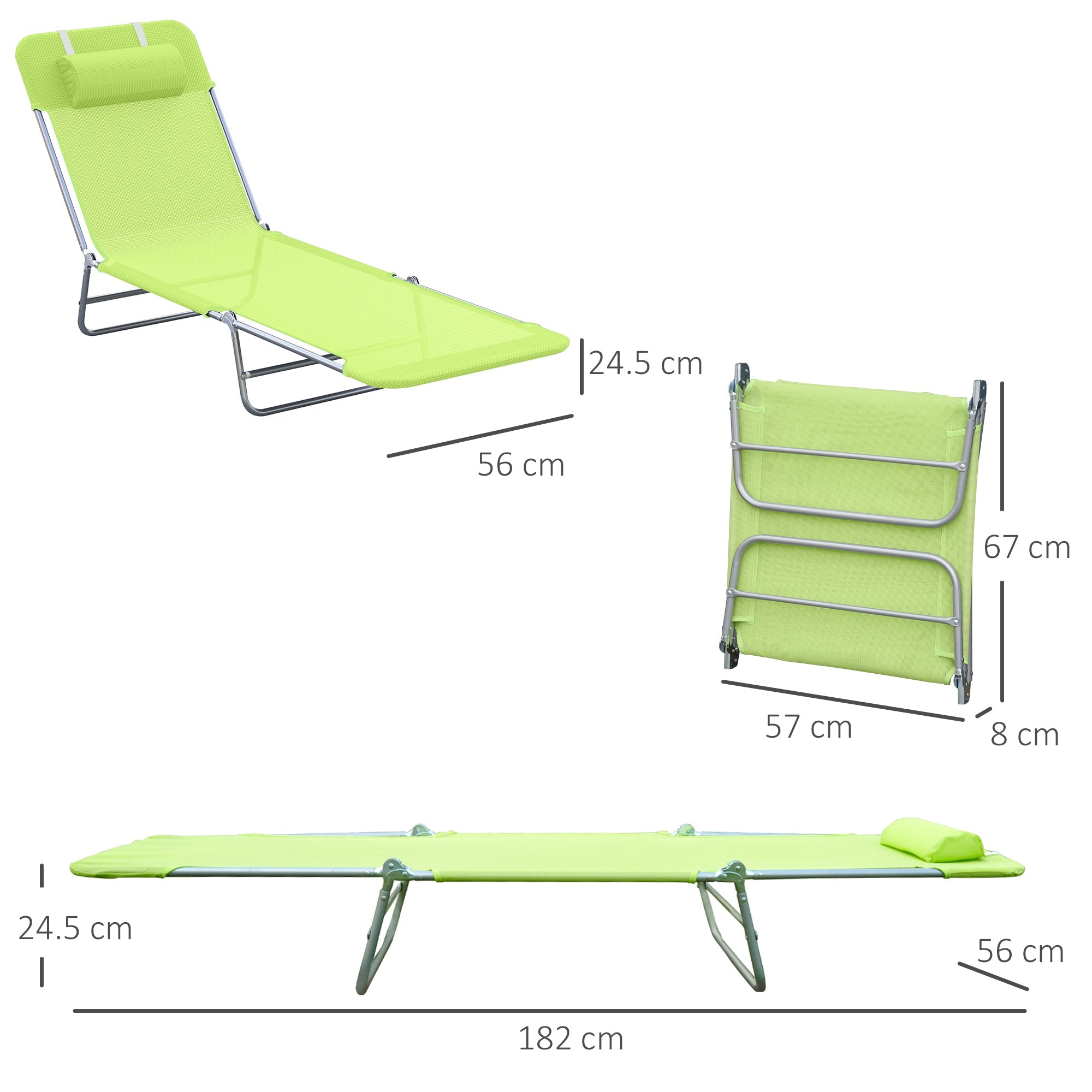 EasyComfort opvouwbaar ligbed 182x56x24.5cm lichtgroen