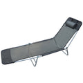 EASYCOMFORT Folding Reclining Deckchair with Cushion for Garden Beach Black