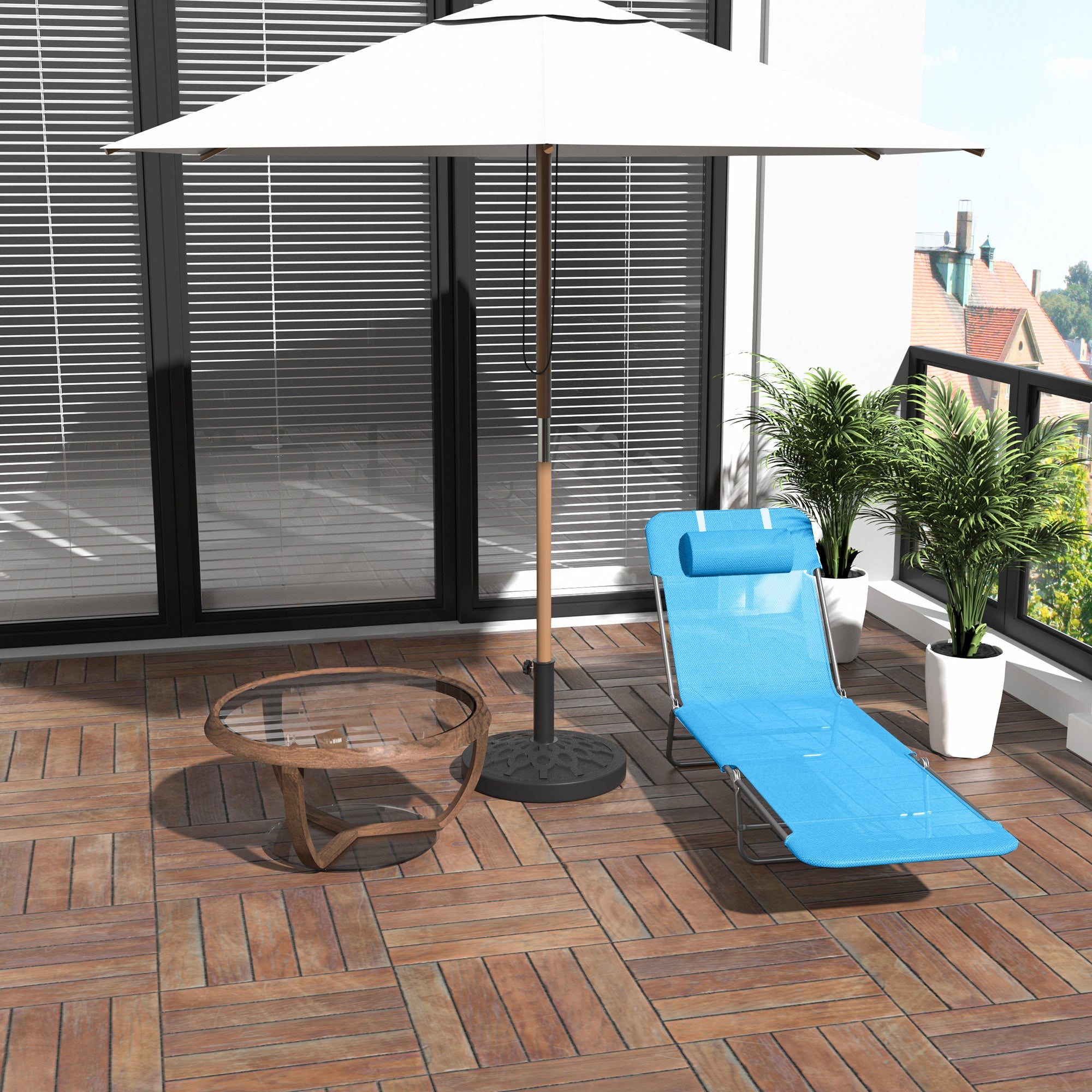 EasyComfort inklapbare ligstoel met verstelbare rugleuning en kussen 182x56x24.5cm