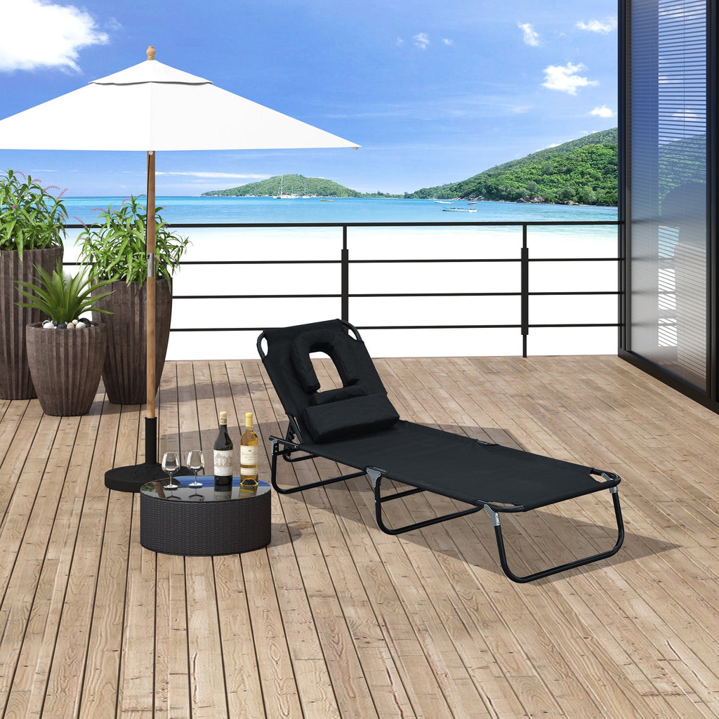EasyComfort Sun Lounger ligbed met vooropening, zwart