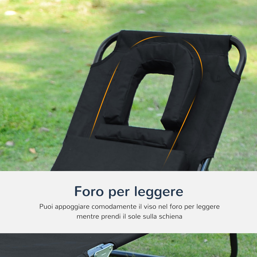 EasyComfort Sun Lounger ligbed met vooropening, zwart