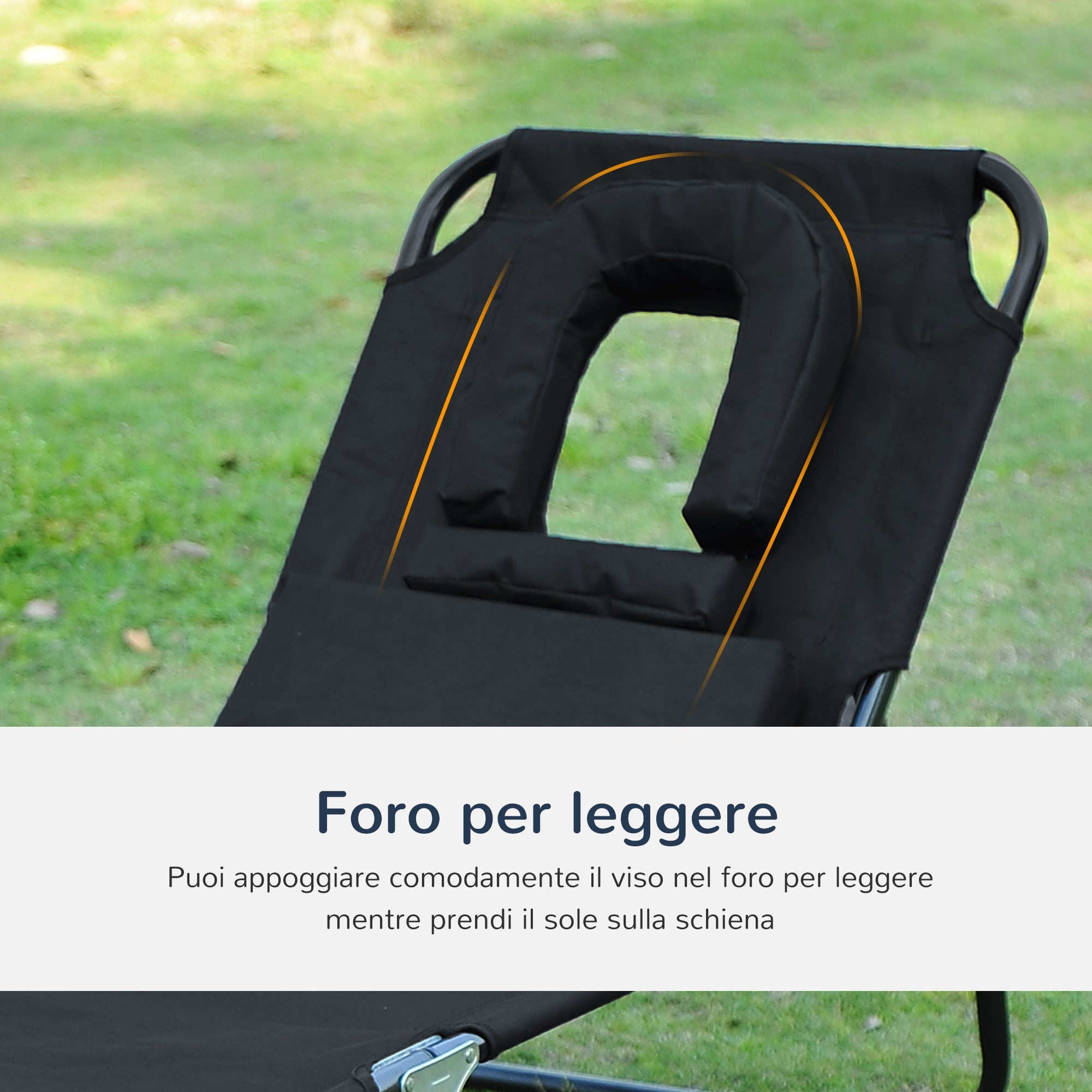 EasyComfort Sun Lounger ligbed met vooropening, zwart