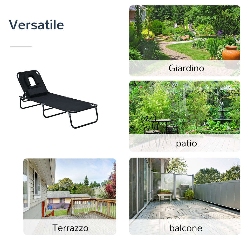 EasyComfort Sun Lounger ligbed met vooropening, zwart