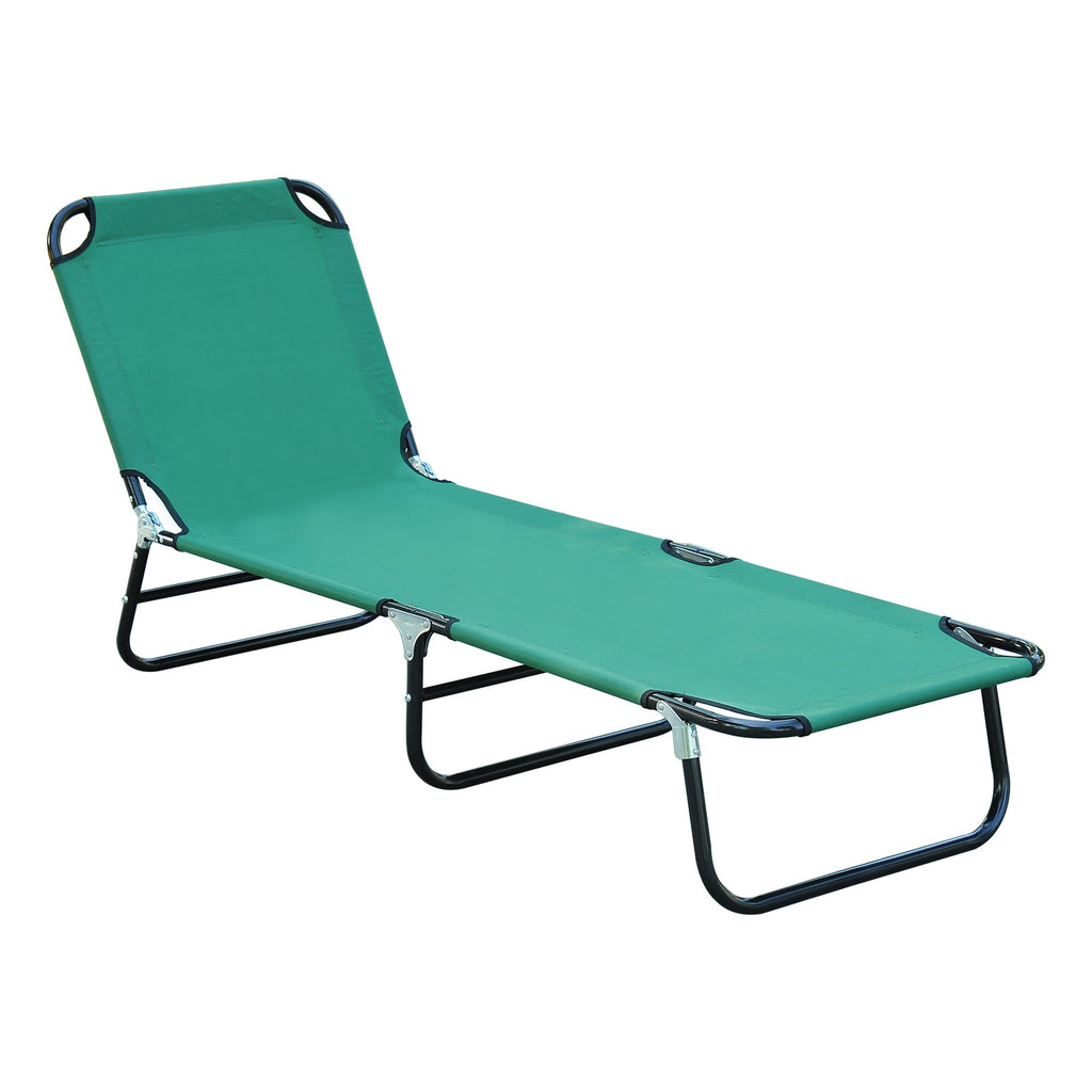 EASYCOMFORT Folding Garden Deckchair with Reclining Backrest in 4 Positions, 190x56x28cm, Green