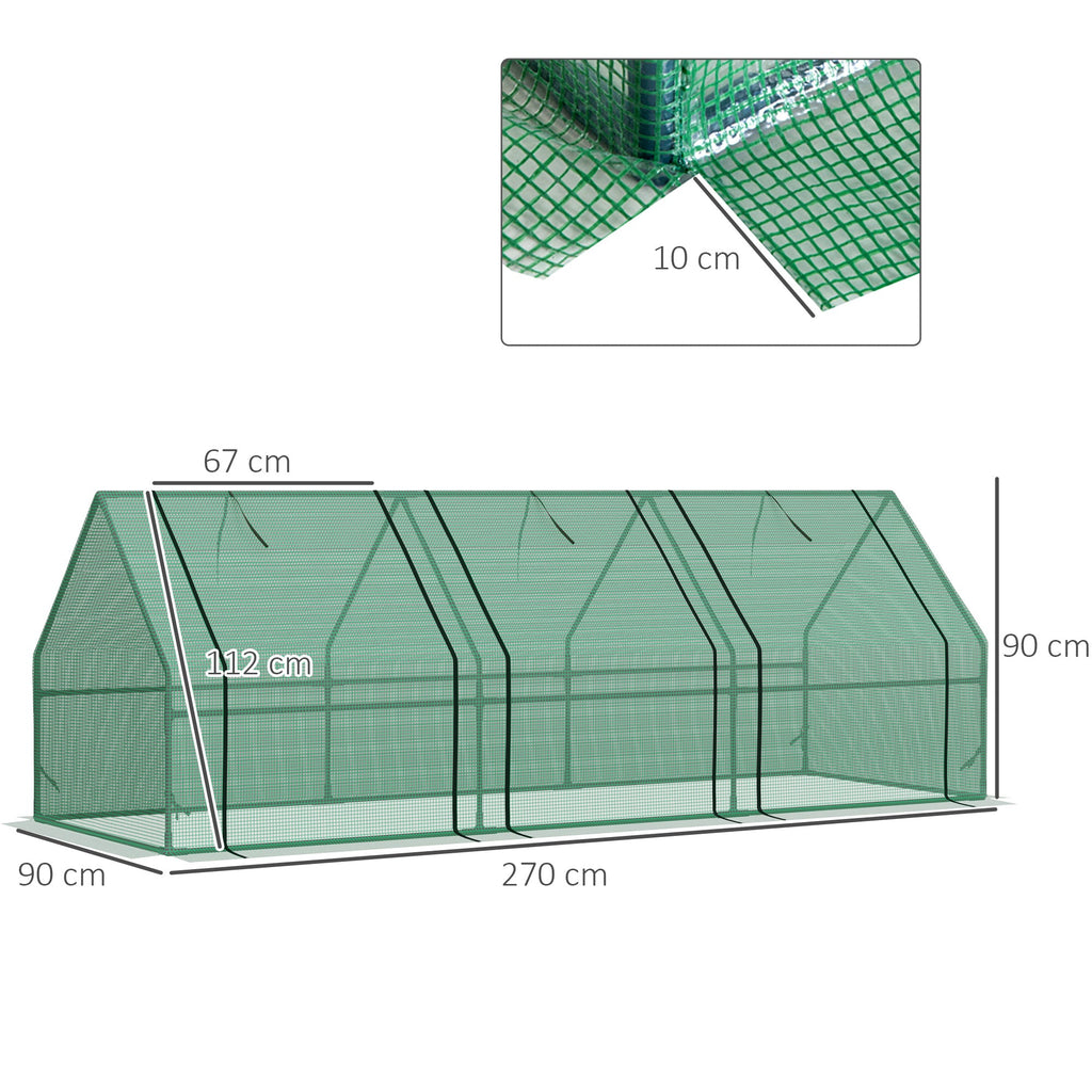 EASYCOMFORT Garden Greenhouse Agricultural Greenhouses for Plants with PE Sheet and Steel Frame, 270x90x90cm, Green