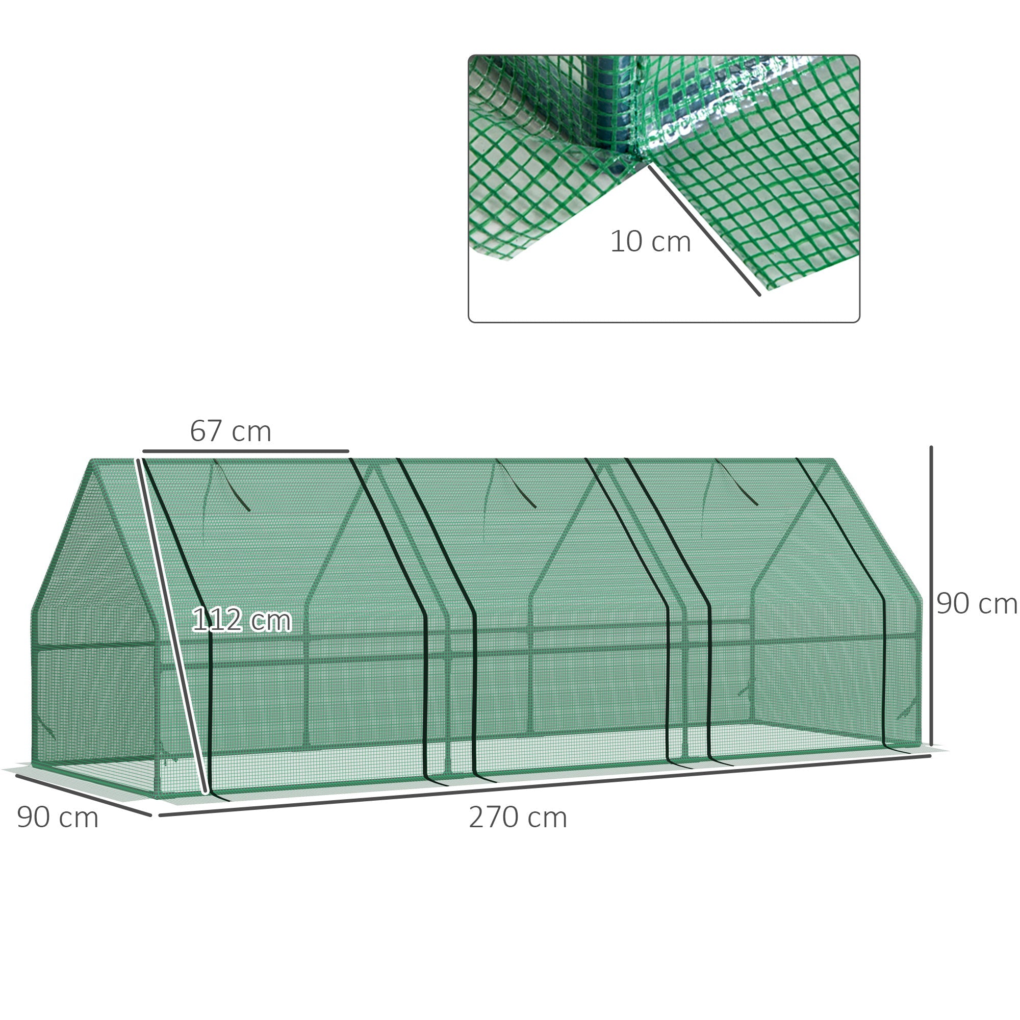 EASYCOMFORT Garden Greenhouse Agricultural Greenhouses for Plants with PE Sheet and Steel Frame, 270x90x90cm, Green