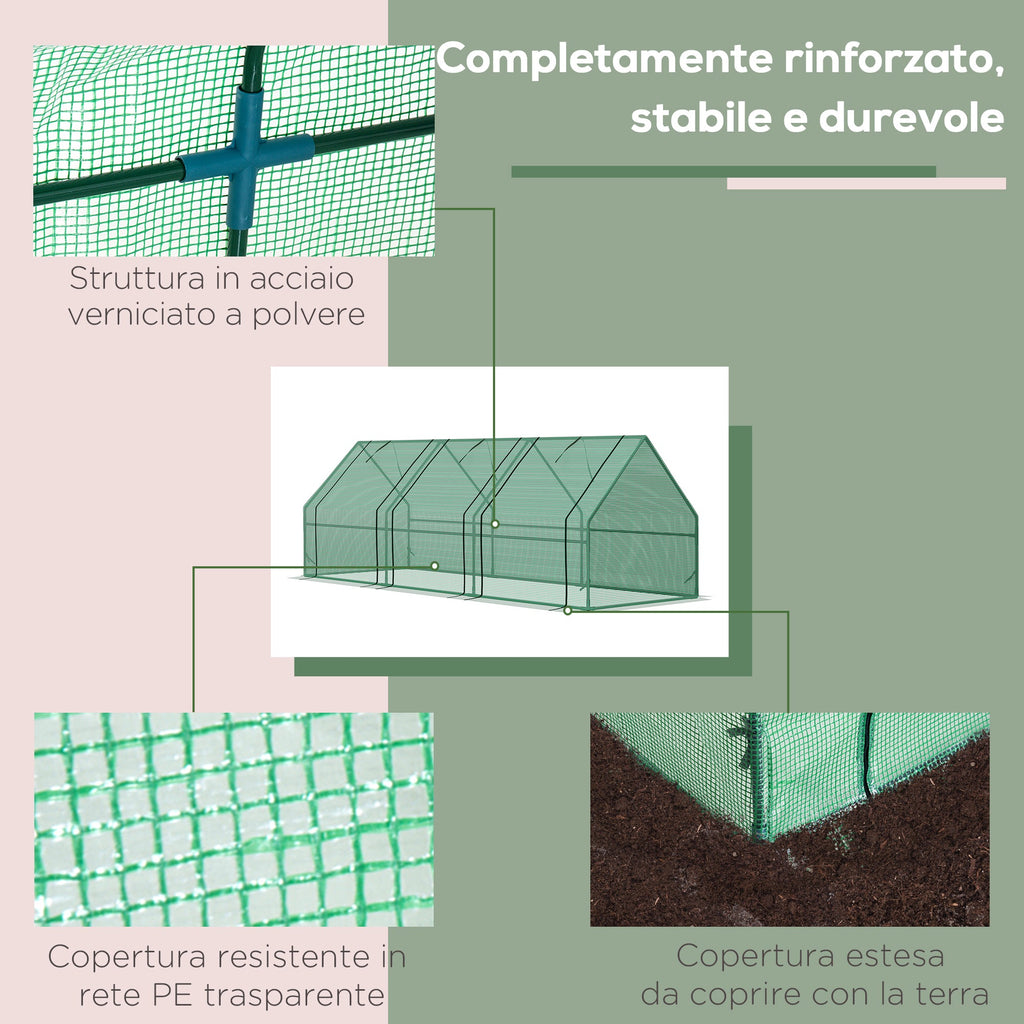 EASYCOMFORT Garden Greenhouse Agricultural Greenhouses for Plants with PE Sheet and Steel Frame, 270x90x90cm, Green