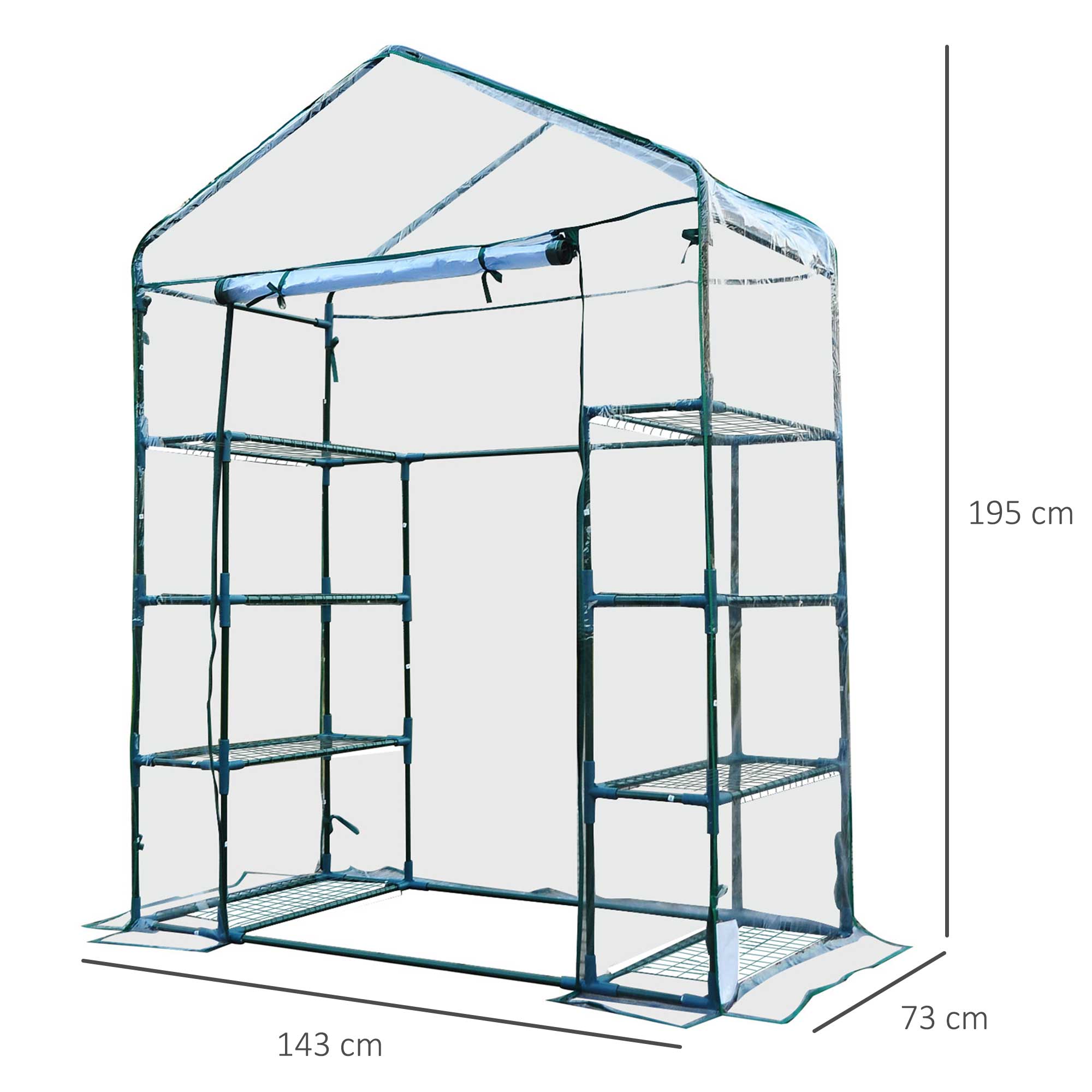 Easycomfort Serra da Giardino in Acciaio e PVC Trasparente with Porta Avvolgibile, 143x73x195 cm, verde