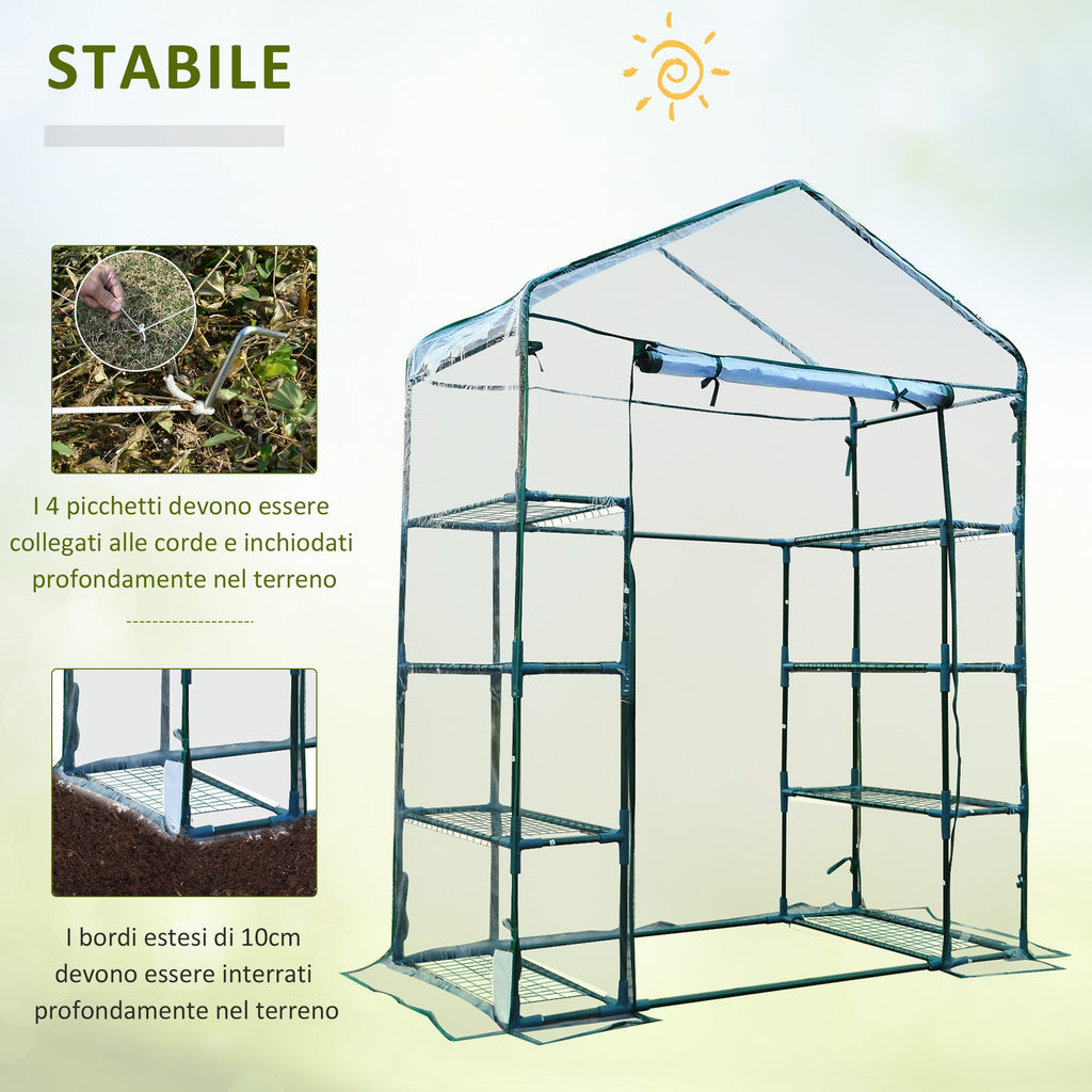 Easycomfort Serra da Giardino in Acciaio e PVC Trasparente with Porta Avvolgibile, 143x73x195 cm, verde