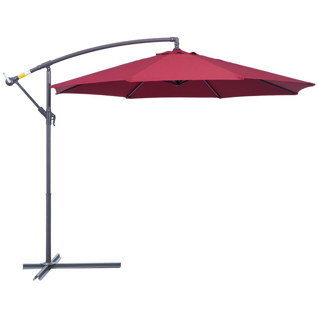 EASYCOMFORT Garden Umbrella 3x2.5 m Tilting Arm with Crank, Dark Red