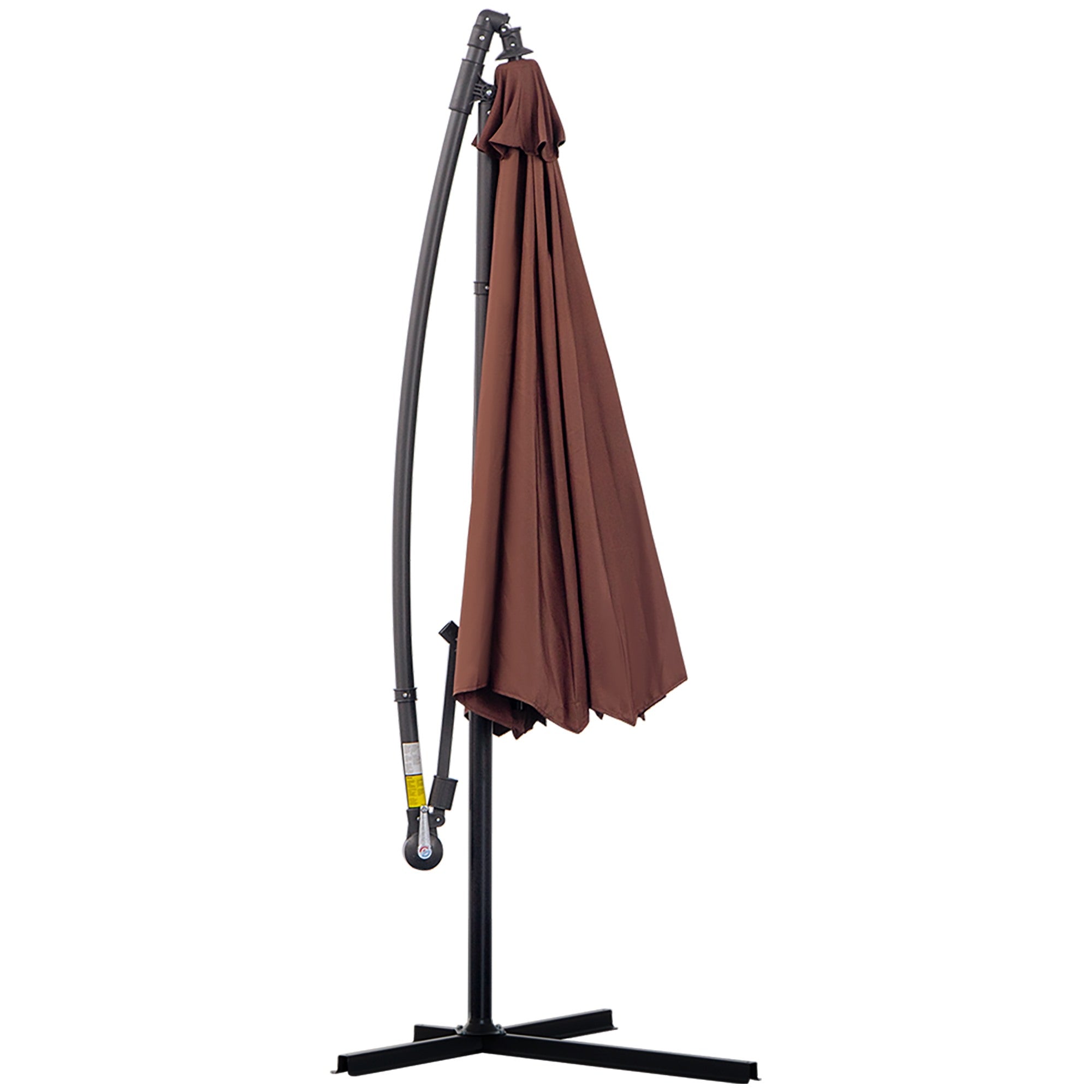 EASYCOMFORT Garden Umbrella 3x2.5 m Tilting Arm with Crank, in Steel and Polyester, Brown