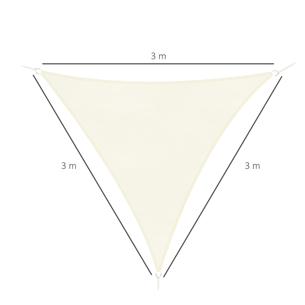EasyComfort driehoekig schaduwdoek 3x3x3 m crème
