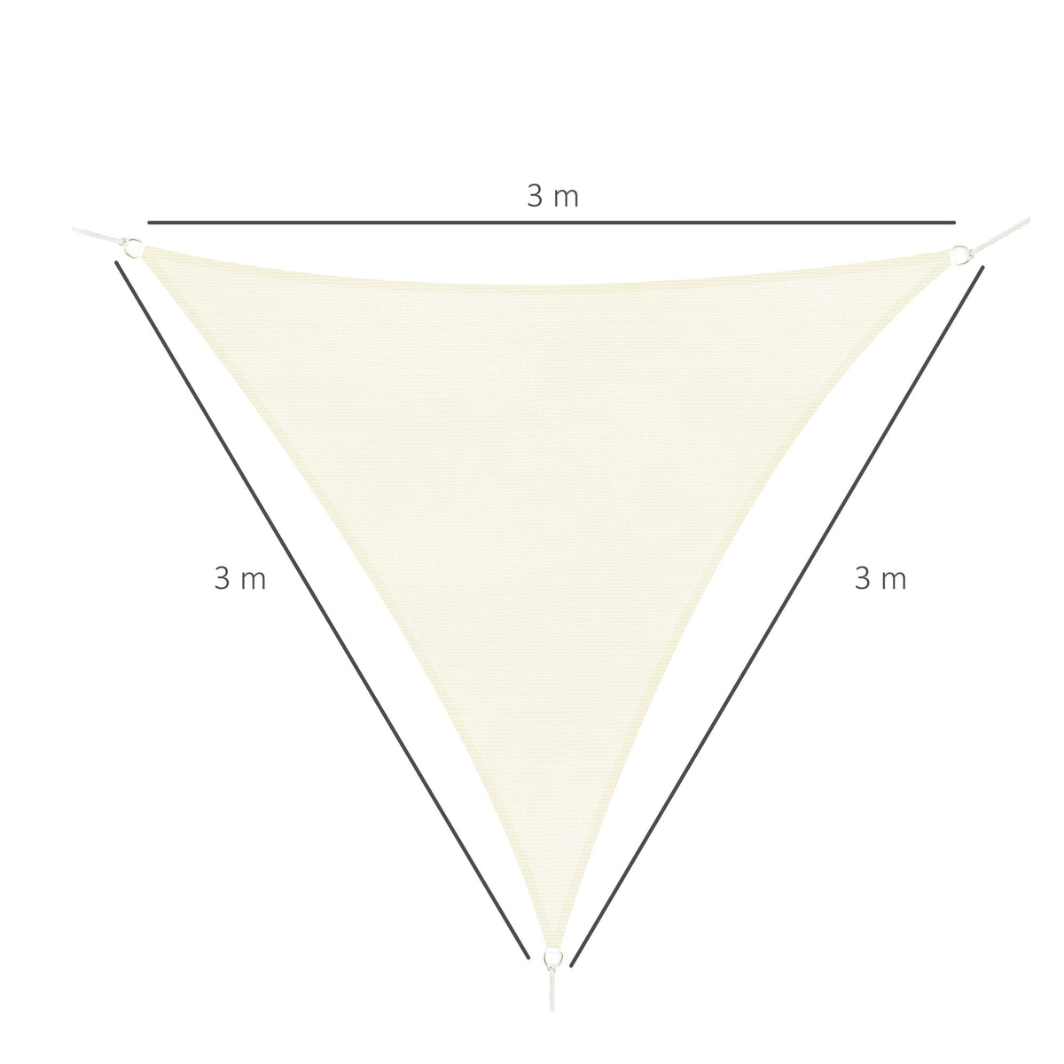 EasyComfort driehoekig schaduwdoek 3x3x3 m crème