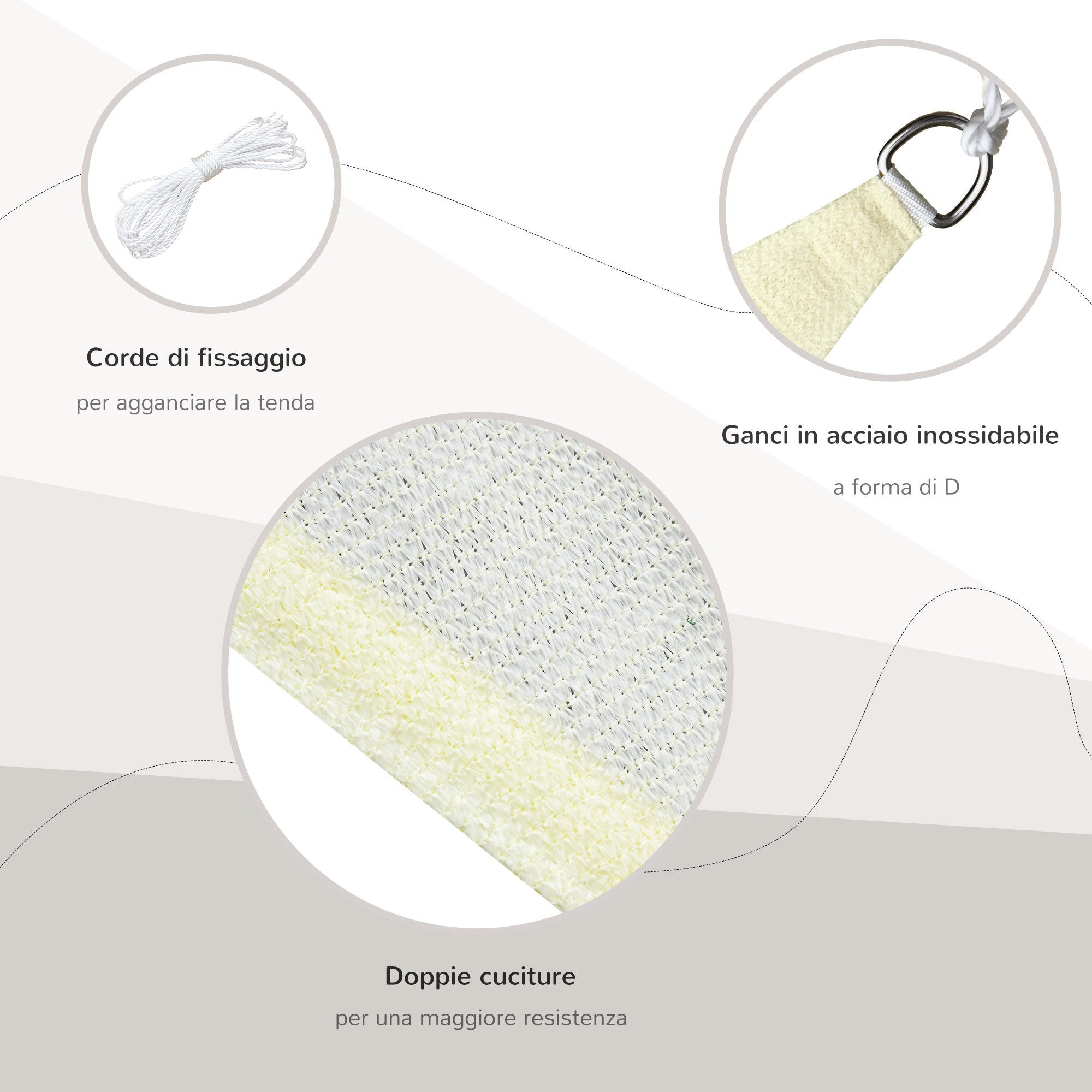 EasyComfort driehoekig schaduwdoek 3x3x3 m crème