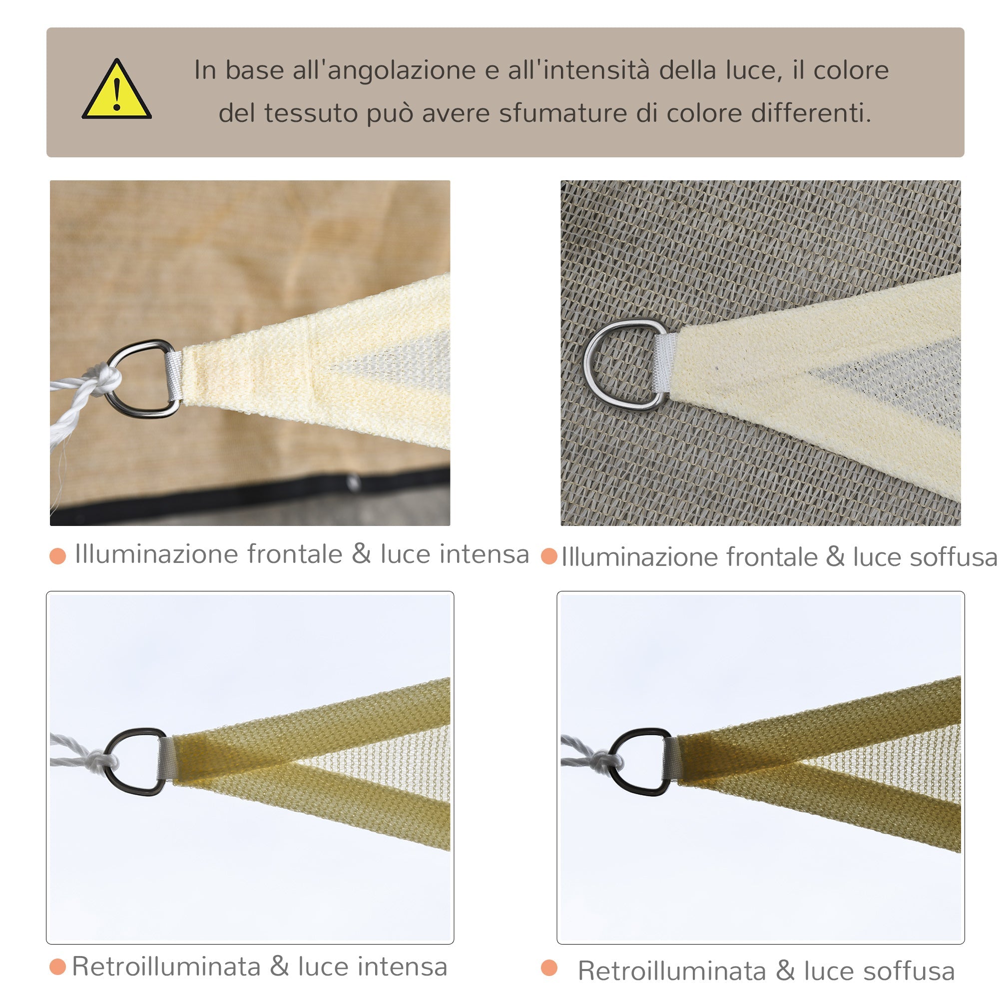 EasyComfort driehoekig schaduwdoek 3x3x3 m crème