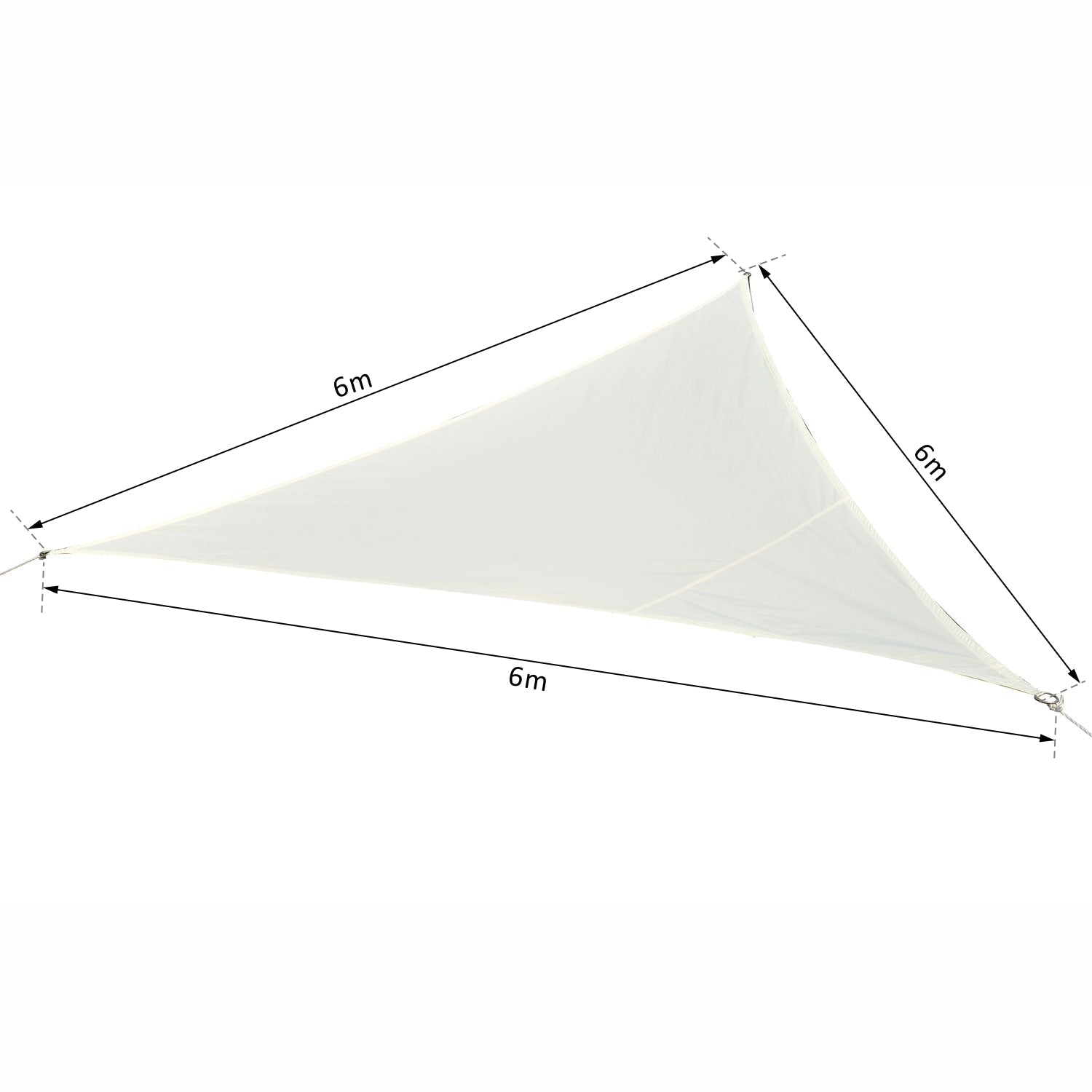 EASYCOMFORT Sunshade Sails driehoekig zonnescherm 6x6x6m, crème