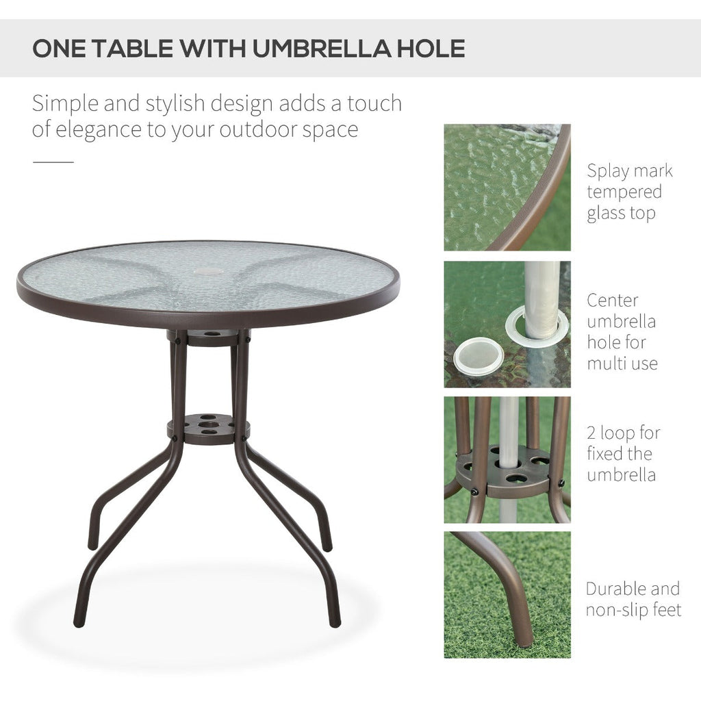Easycomfort 6 pz Set Mobili da Giardino in Tubi d'Acciaio, Tavolo da Giardino with Sedie e Ombrellone, Crema