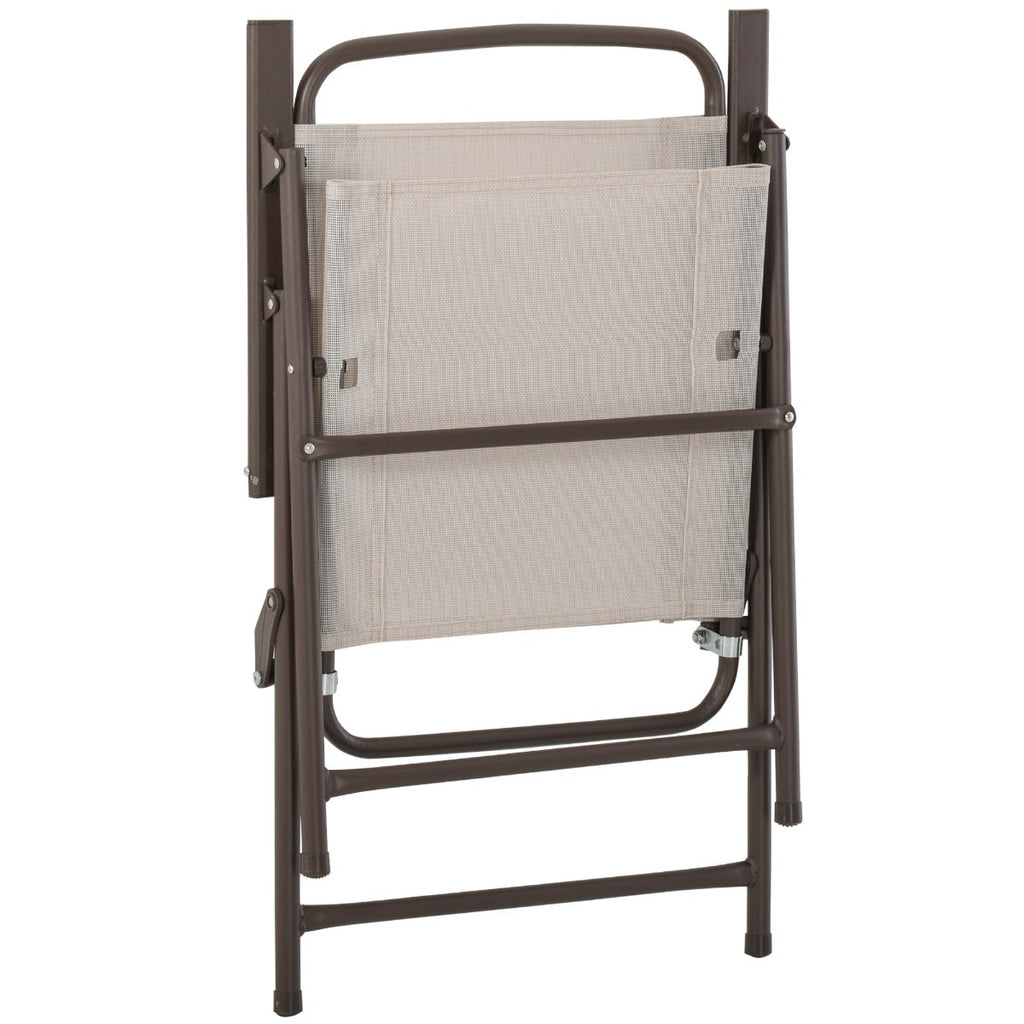 Easycomfort 6 pz Set Mobili da Giardino in Tubi d'Acciaio, Tavolo da Giardino with Sedie e Ombrellone, Crema
