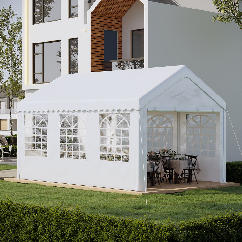 Easycomfort Tendone per Feste 6x4m with Pareti Rimovibili, Porte e 6 Finestre, white