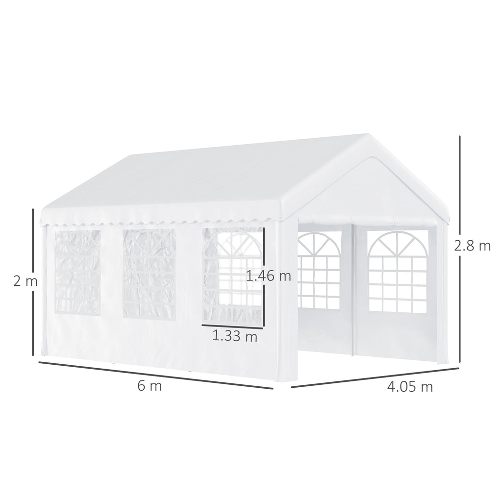 Easycomfort Tendone per Feste 6x4m with Pareti Rimovibili, Porte e 6 Finestre, white