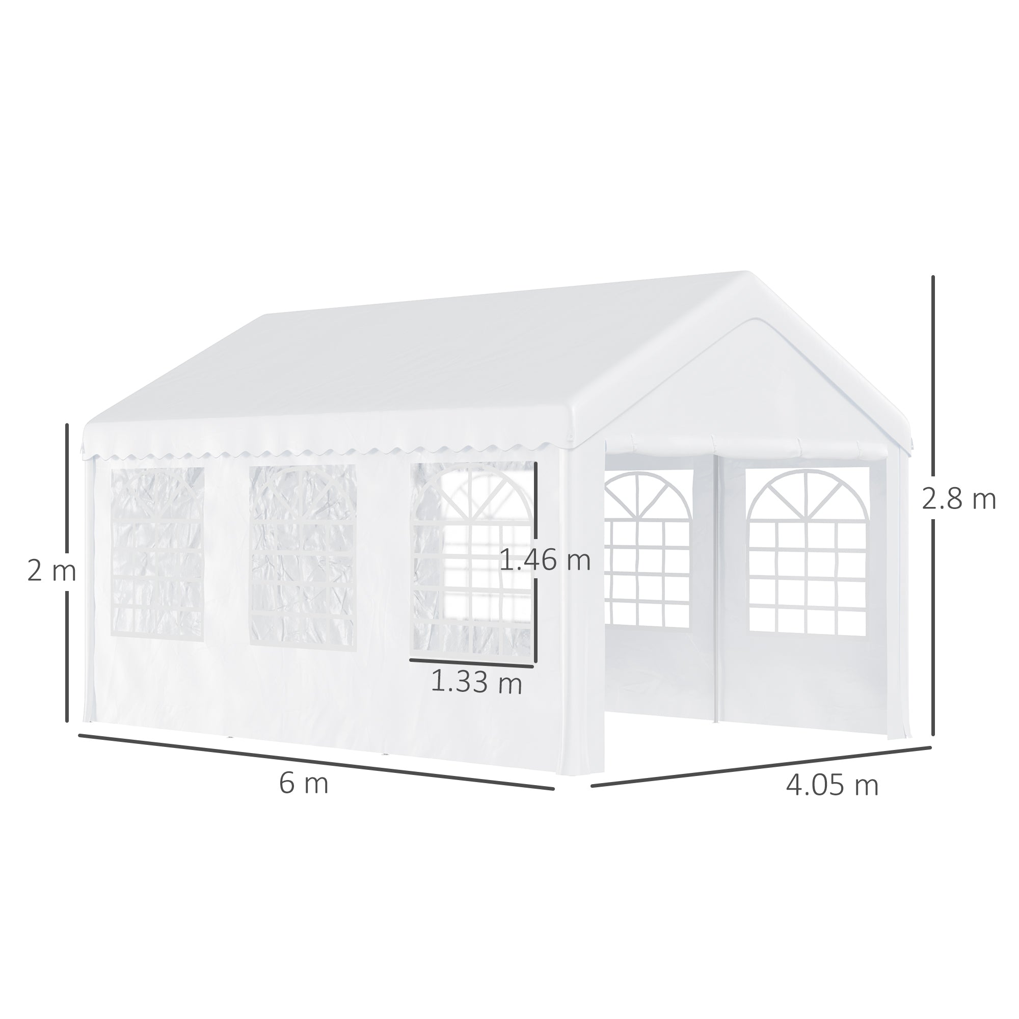 Easycomfort Tendone per Feste 6x4m with Pareti Rimovibili, Porte e 6 Finestre, white
