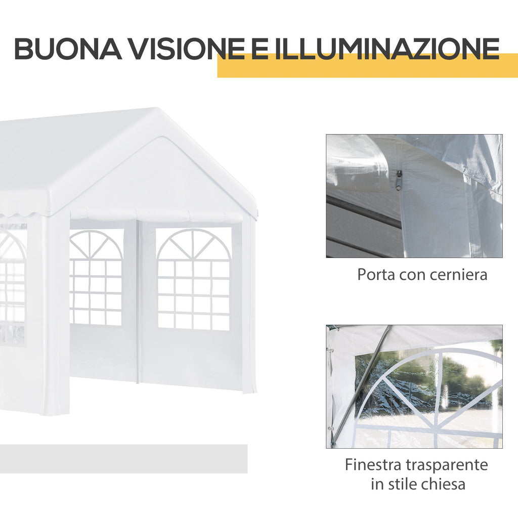 Easycomfort Tendone per Feste 6x4m with Pareti Rimovibili, Porte e 6 Finestre, white