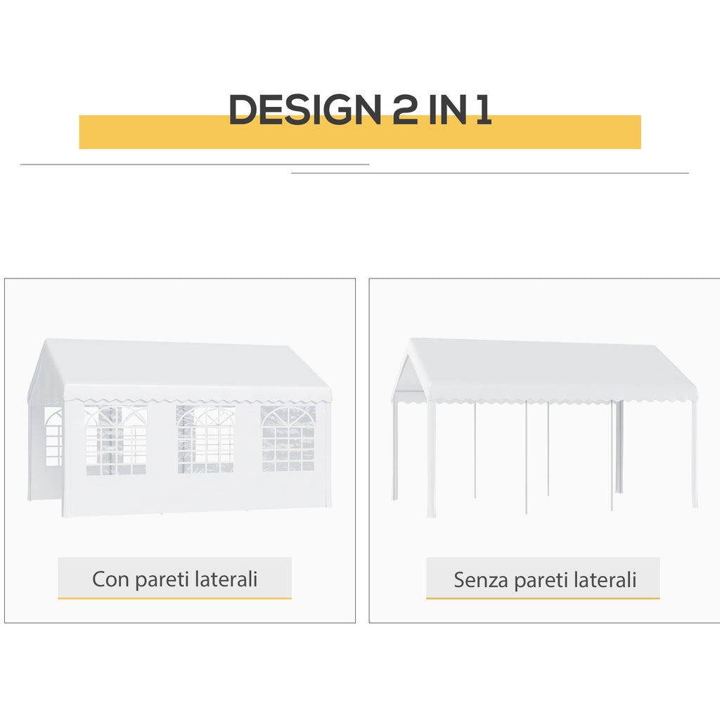 Easycomfort Tendone per Feste 6x4m with Pareti Rimovibili, Porte e 6 Finestre, white