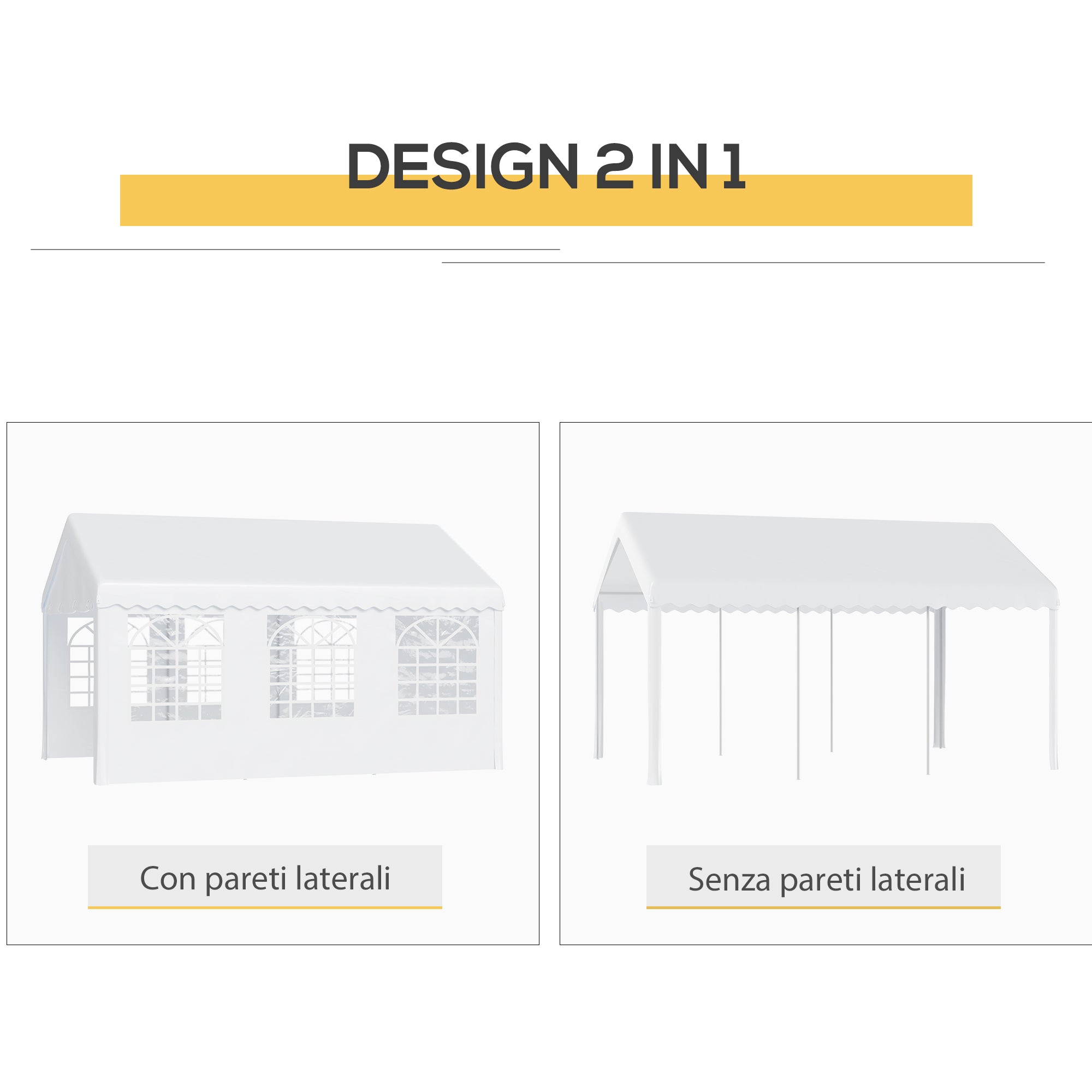Easycomfort Tendone per Feste 6x4m with Pareti Rimovibili, Porte e 6 Finestre, white