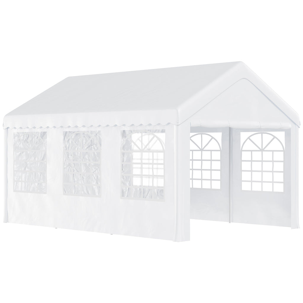 Easycomfort Tendone per Feste 6x4m with Pareti Rimovibili, Porte e 6 Finestre, white