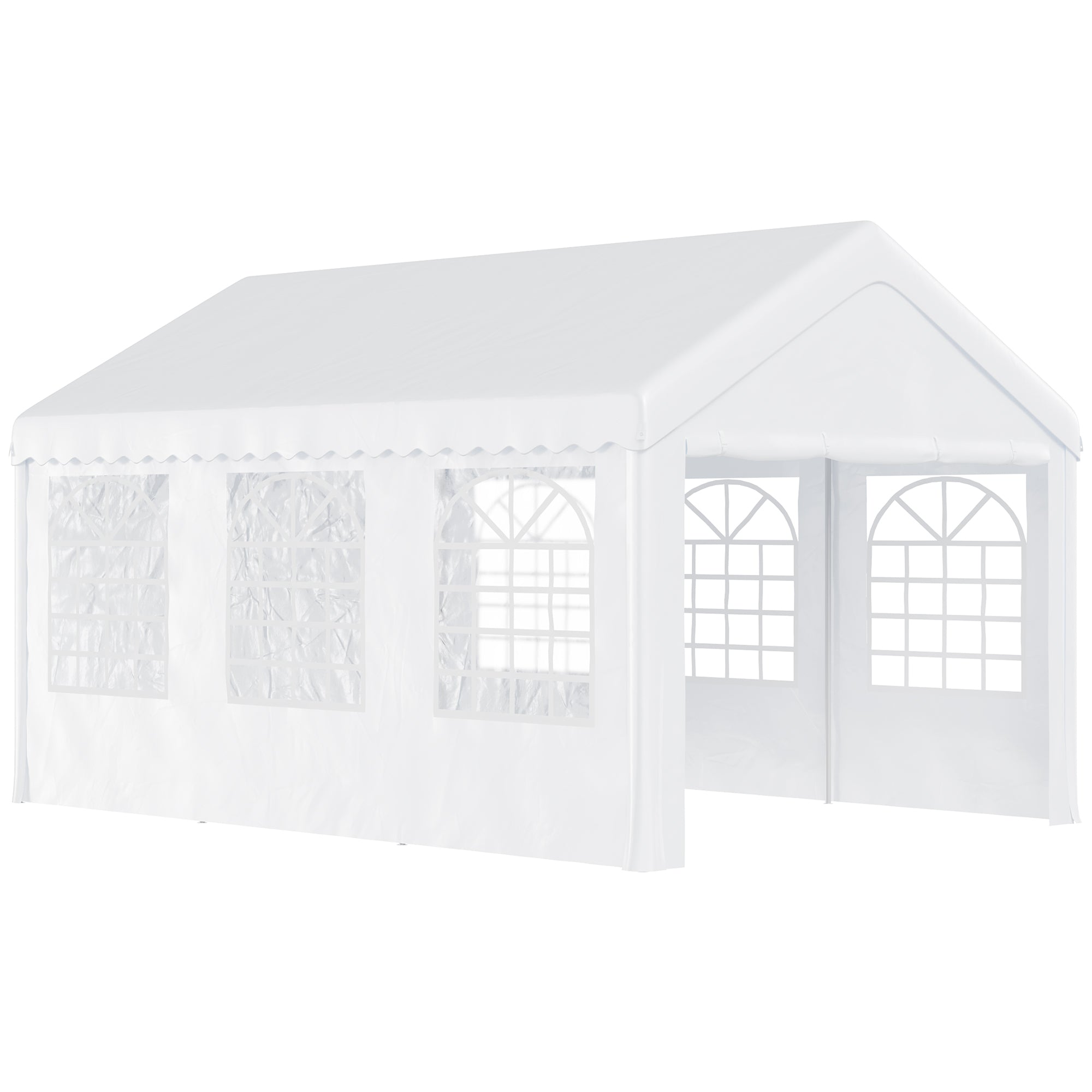 Easycomfort Tendone per Feste 6x4m with Pareti Rimovibili, Porte e 6 Finestre, white