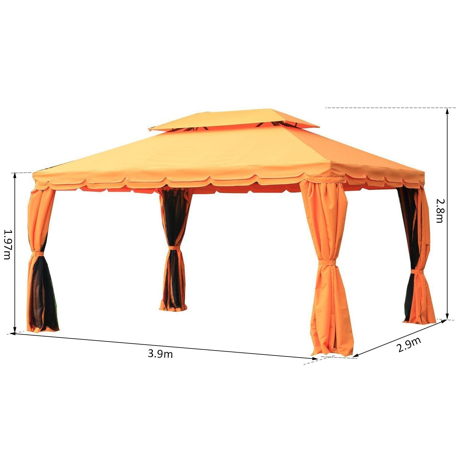 EASYCOMFORT Luxury Gazebo Garden Tent with Water-repellent Canopy 3x4m
