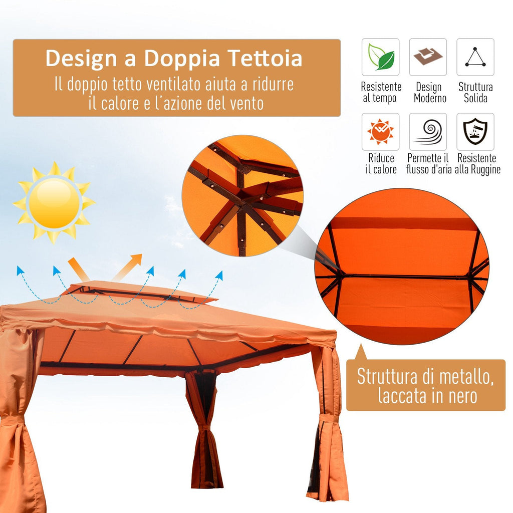 EASYCOMFORT Luxury Gazebo Garden Tent with Water-repellent Canopy 3x4m