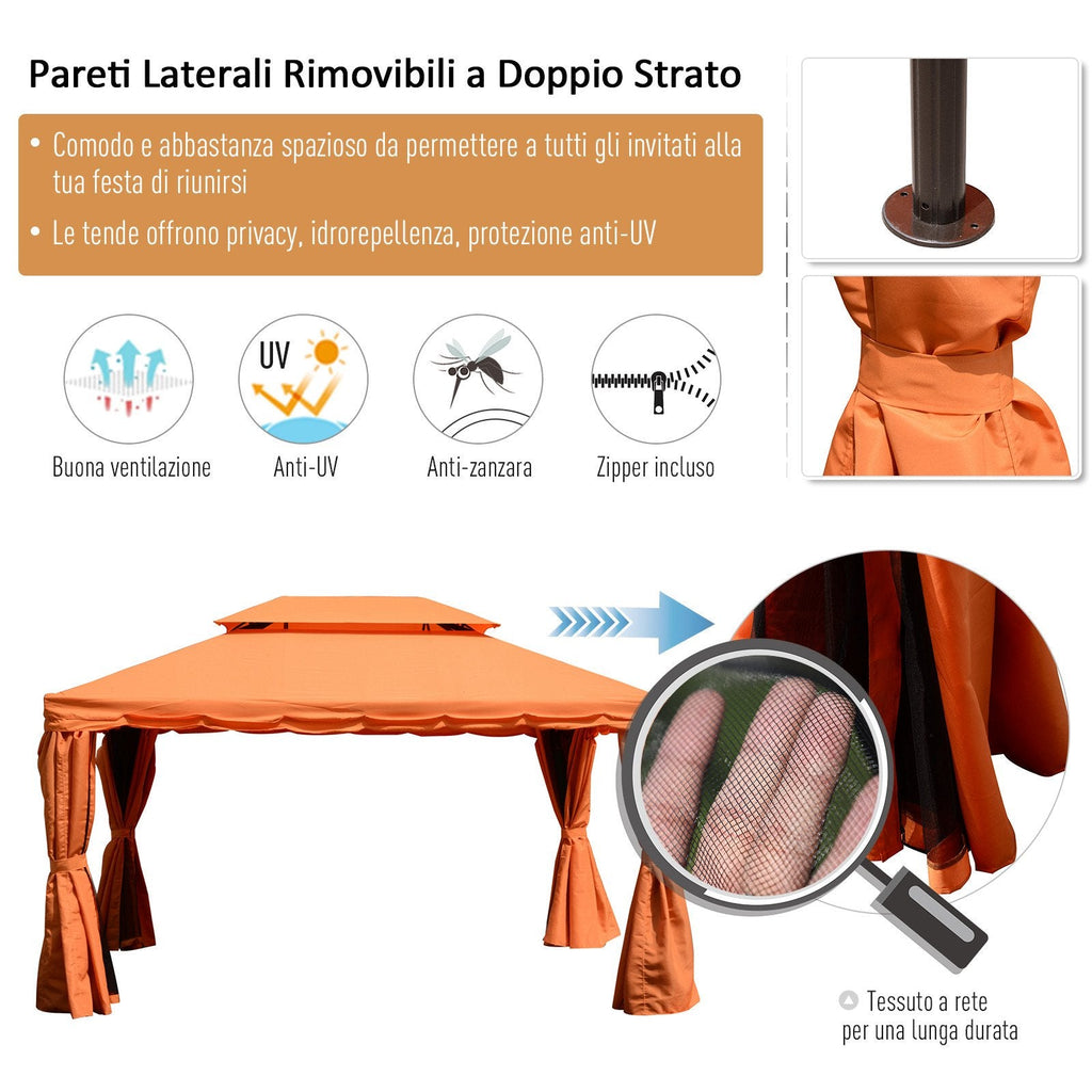 EASYCOMFORT Luxury Gazebo Garden Tent with Water-repellent Canopy 3x4m