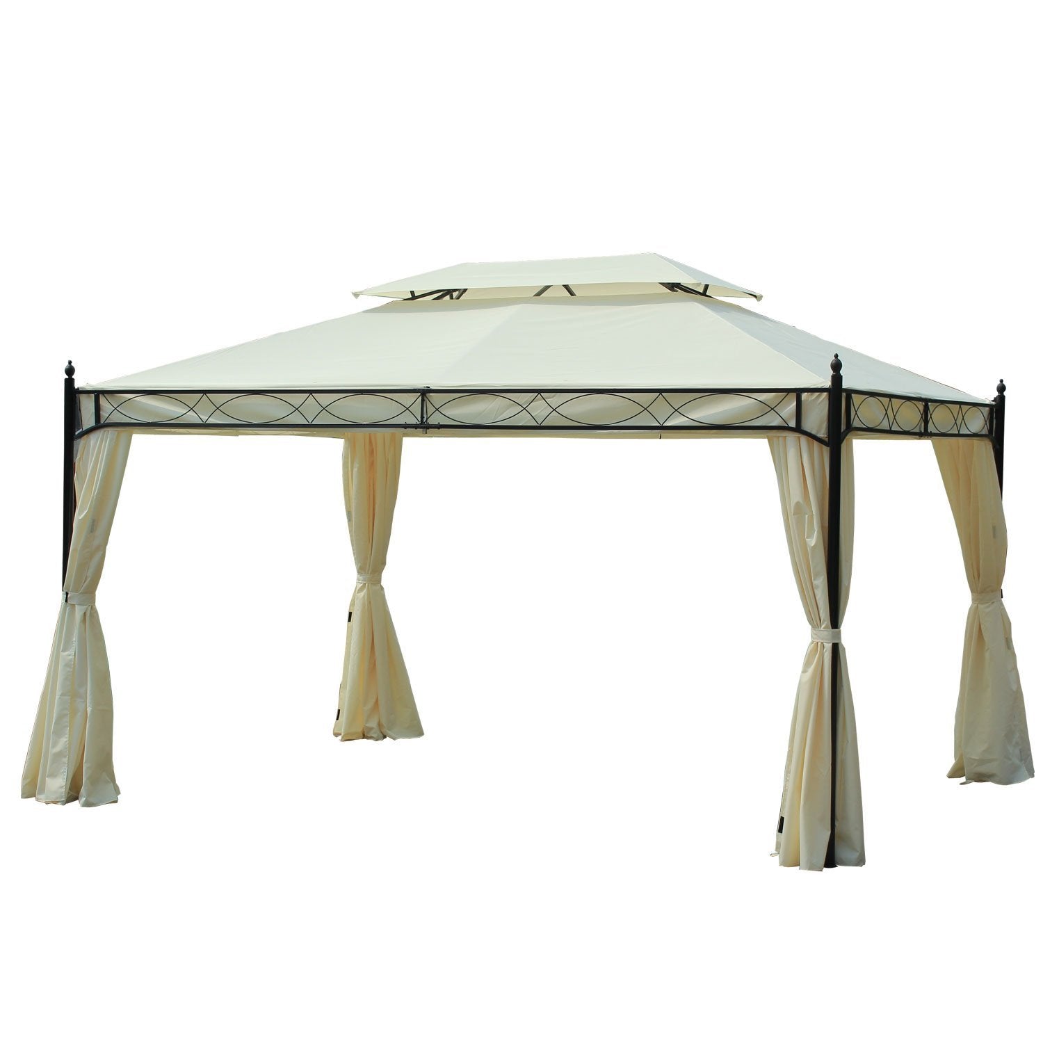 EasyComfort Garden Gazebo 3×4 m metalen gazebo, dubbel dak, crème