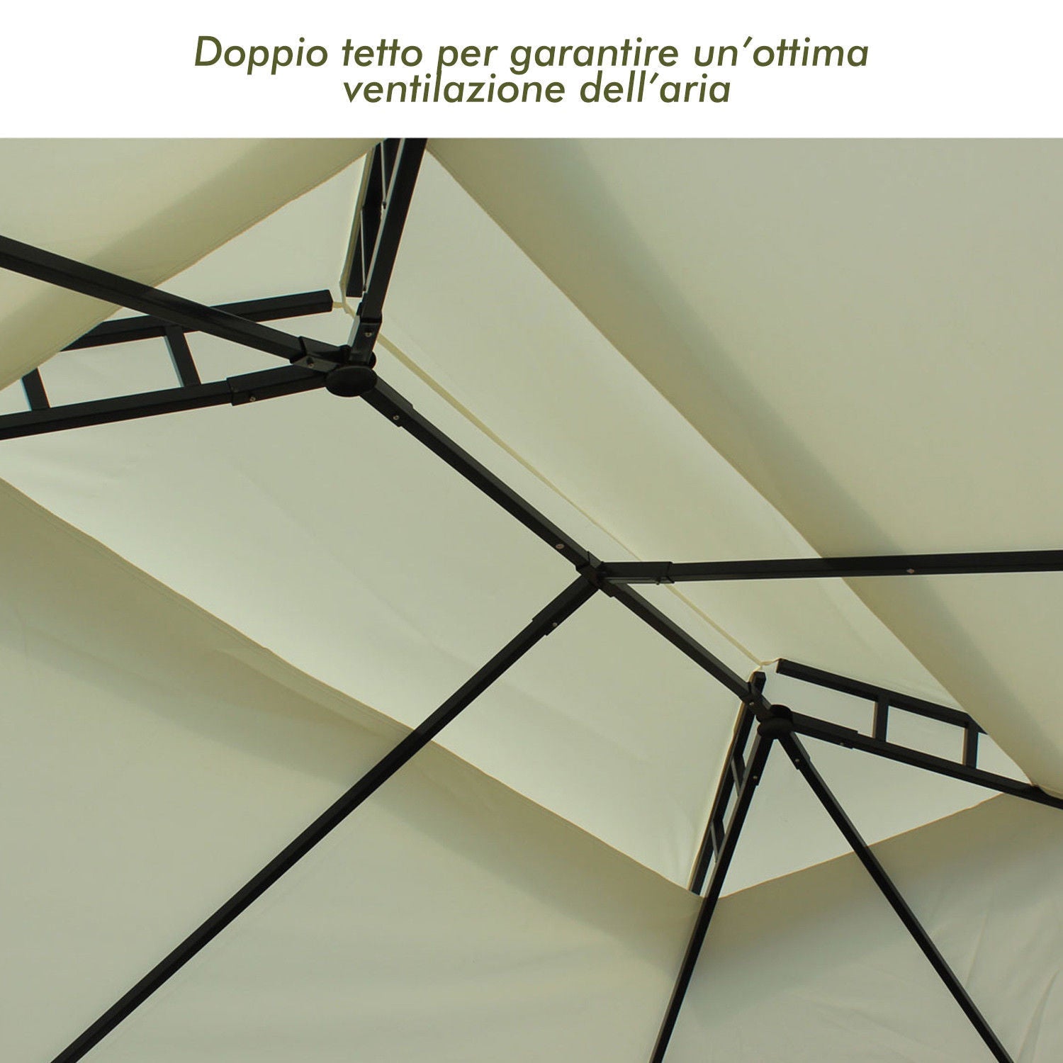 EasyComfort Garden Gazebo 3×4 m metalen gazebo, dubbel dak, crème