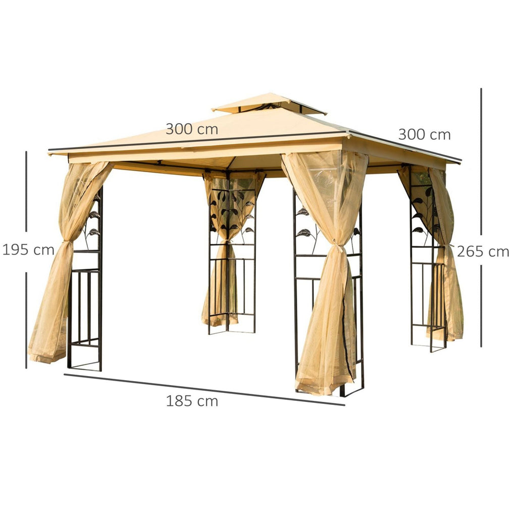 EASYCOMFORT Garden Gazebo 3x3m tuinpaviljoen, beige